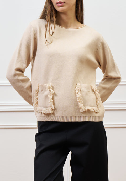 Maglia con tasche sfrangiate