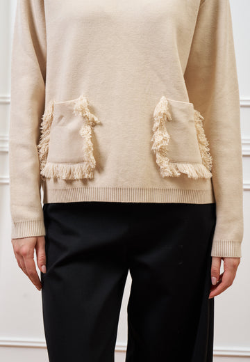 Maglia con tasche sfrangiate