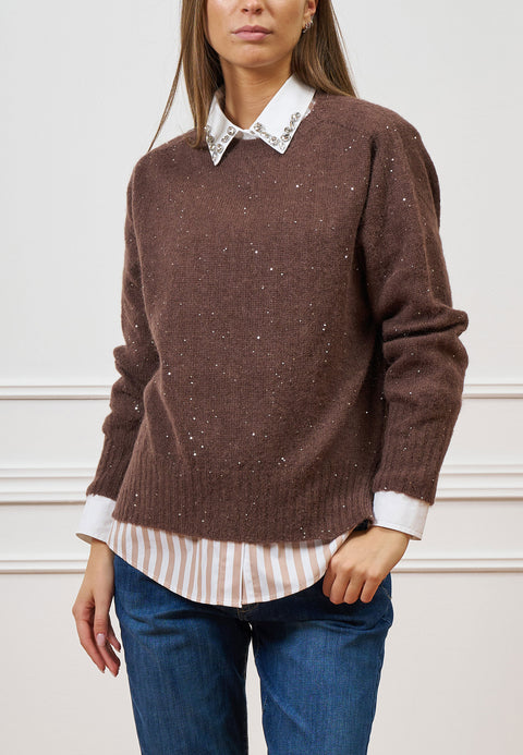 Maglia girocollo con paillettes