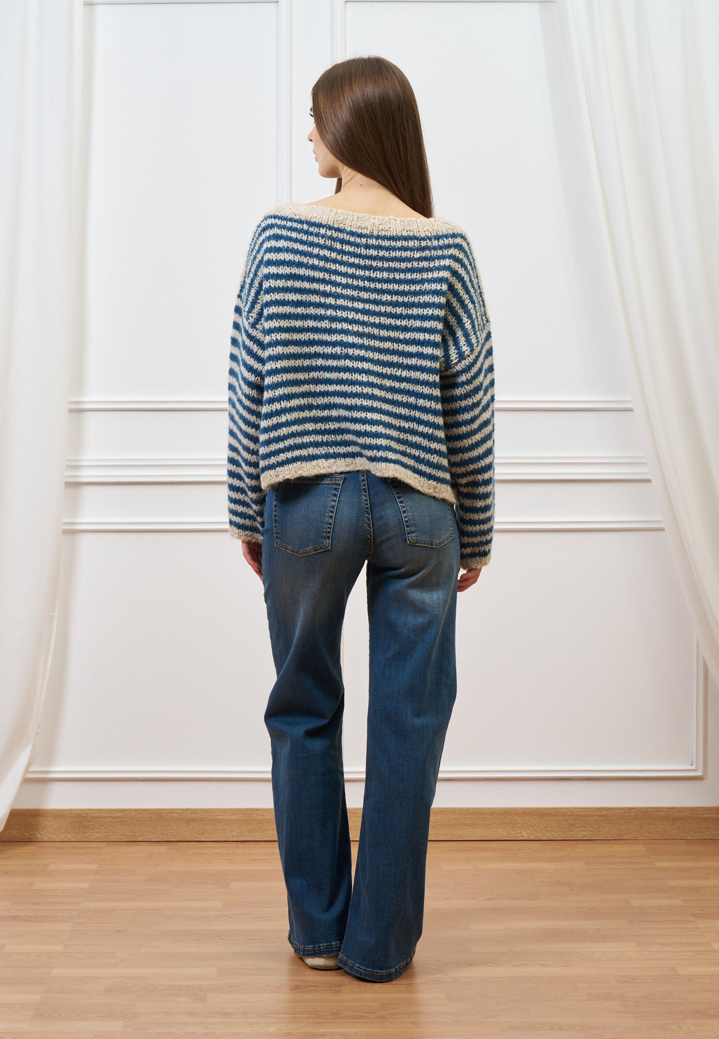 Maglia in mohair a righe over