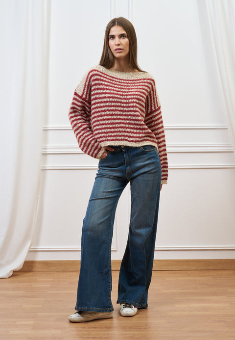 Maglia in mohair a righe over