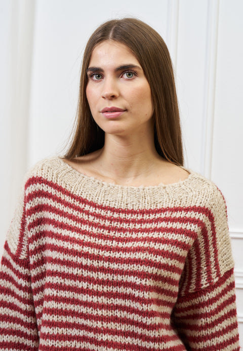 Maglia in mohair a righe over