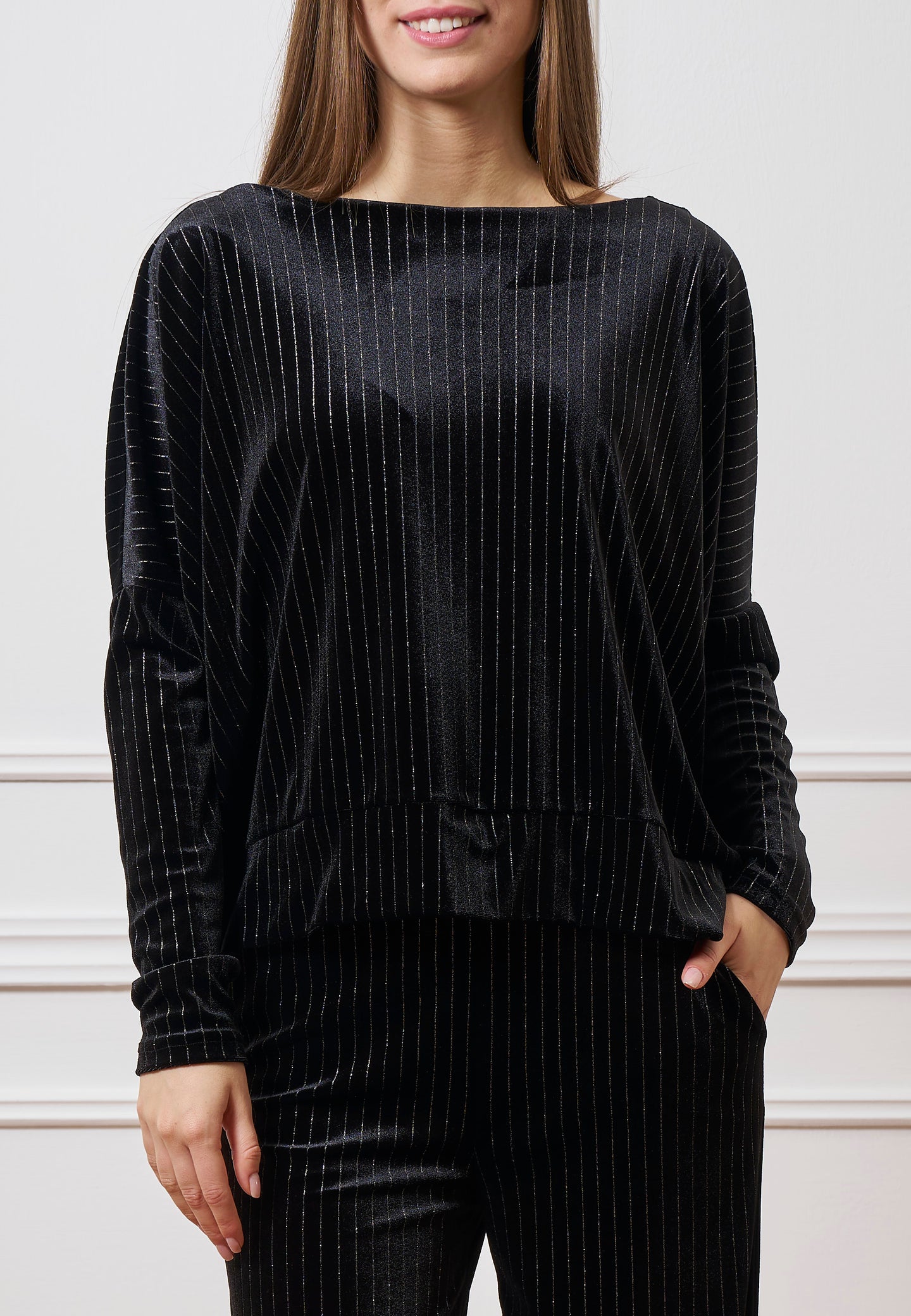 Maglia in velluto gessata lurex