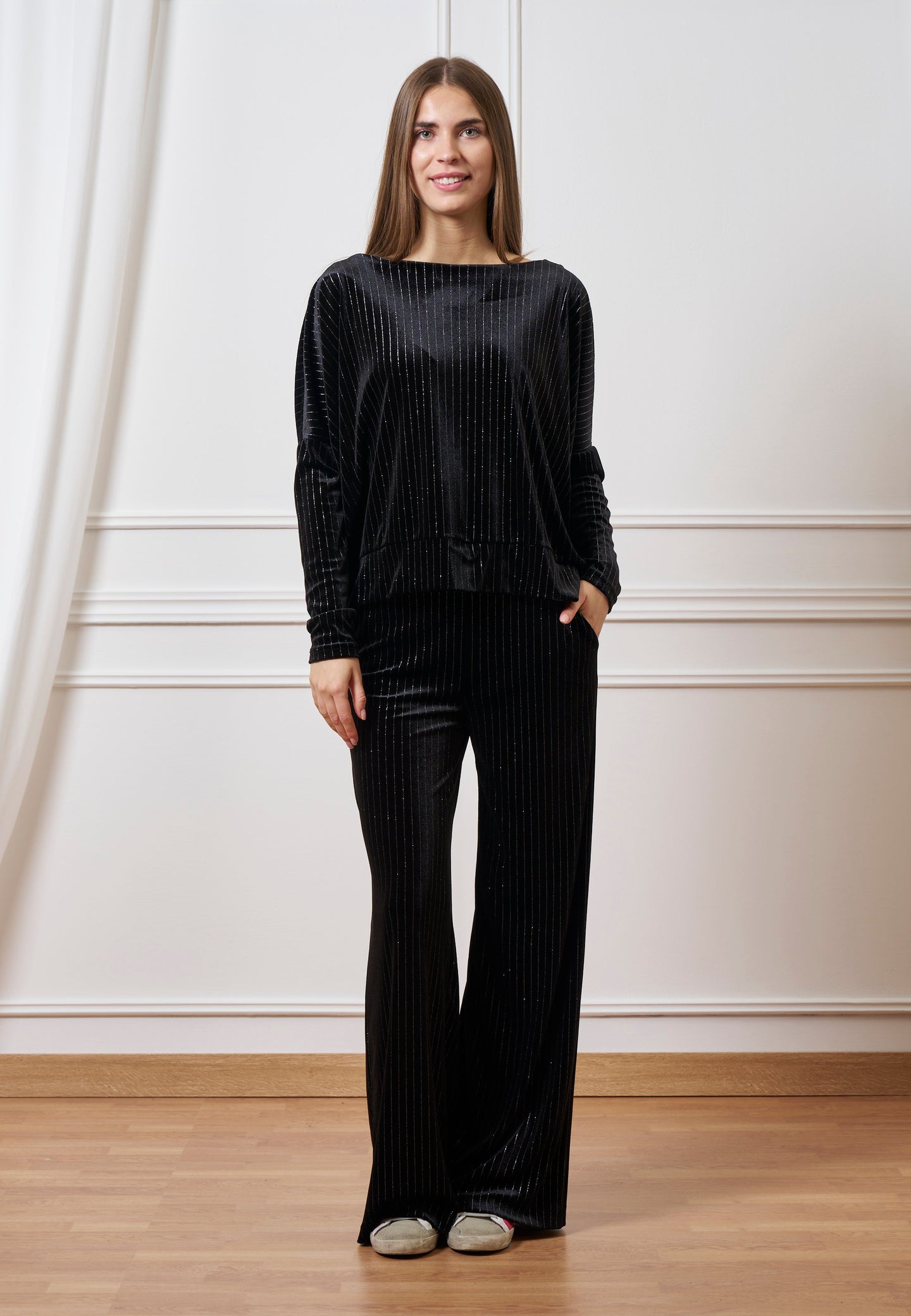 Maglia in velluto gessata lurex