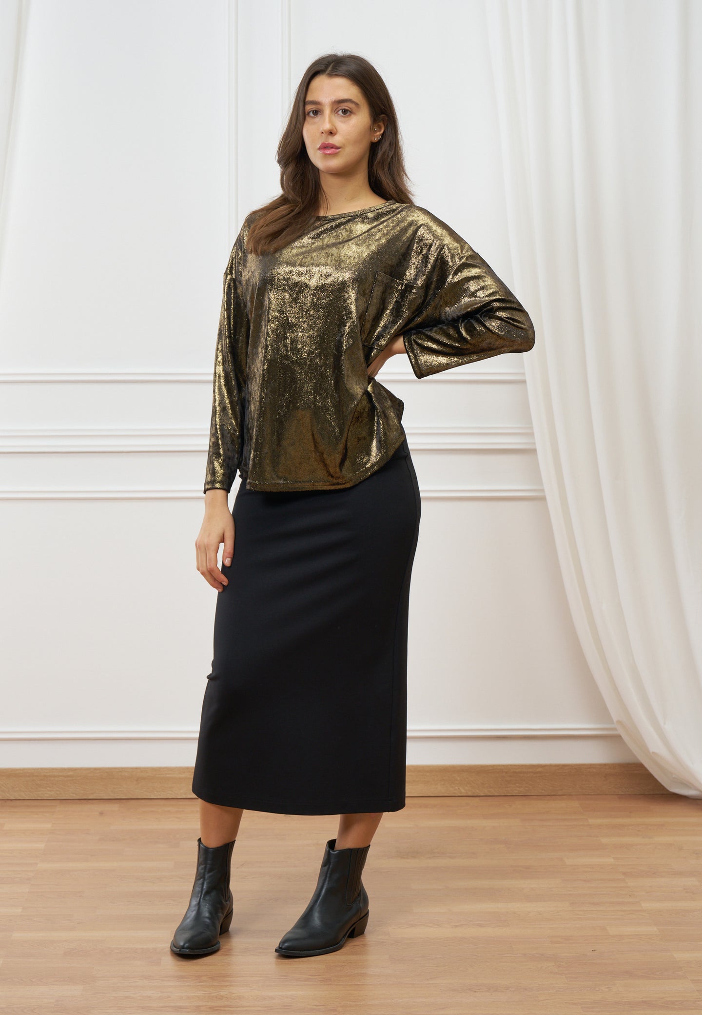 Maglia in velluto metalizzato