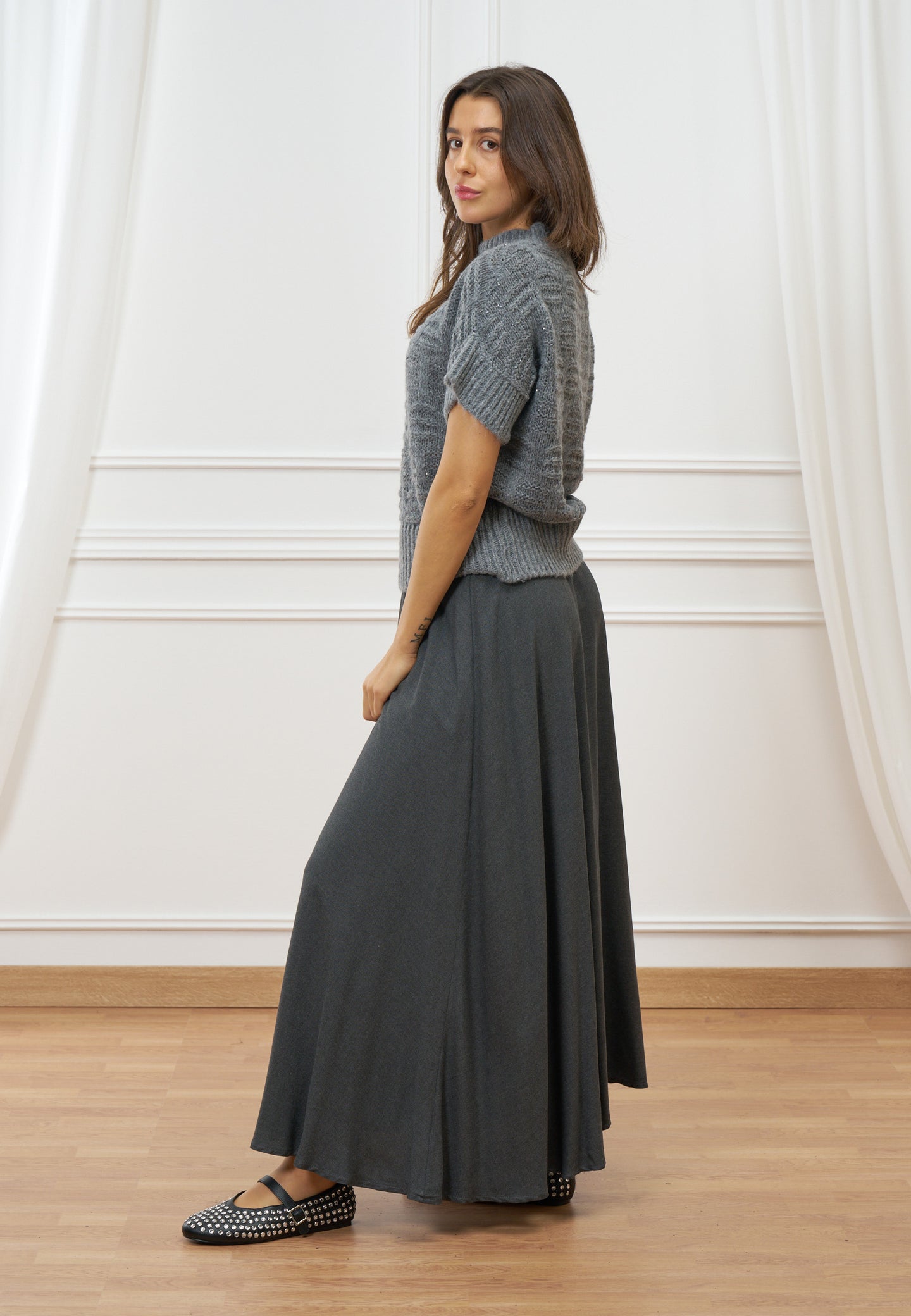 Maglia lavorata smanicata