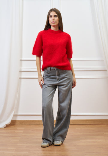 Maglia mohair con maniche corte