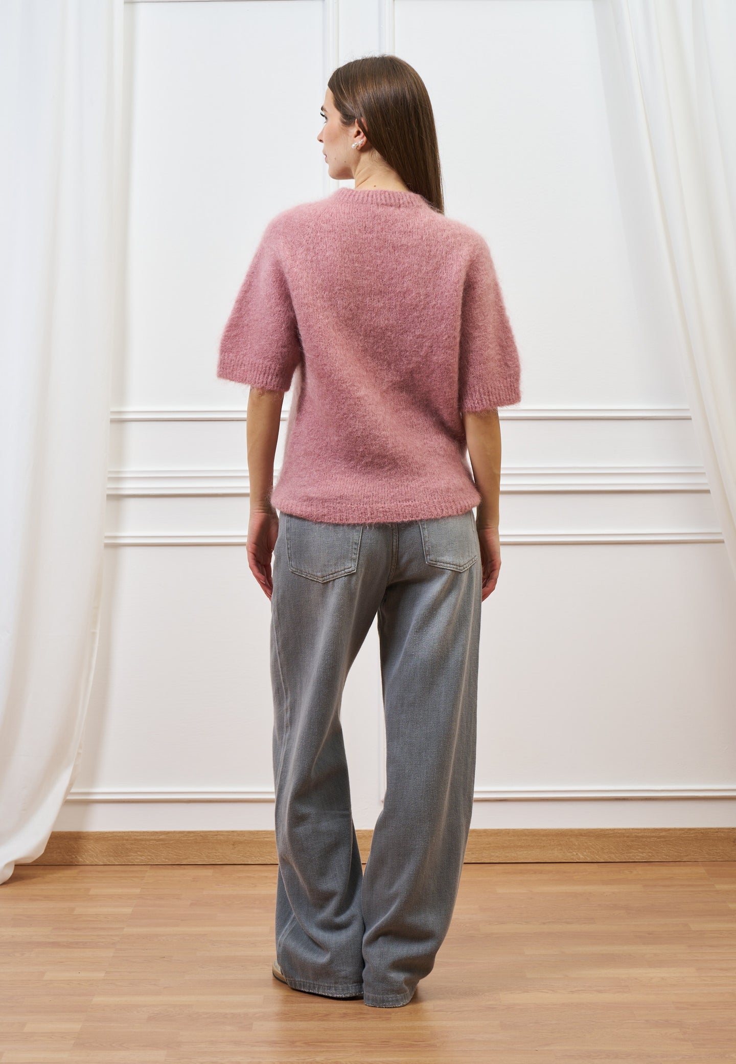 Maglia mohair con maniche corte