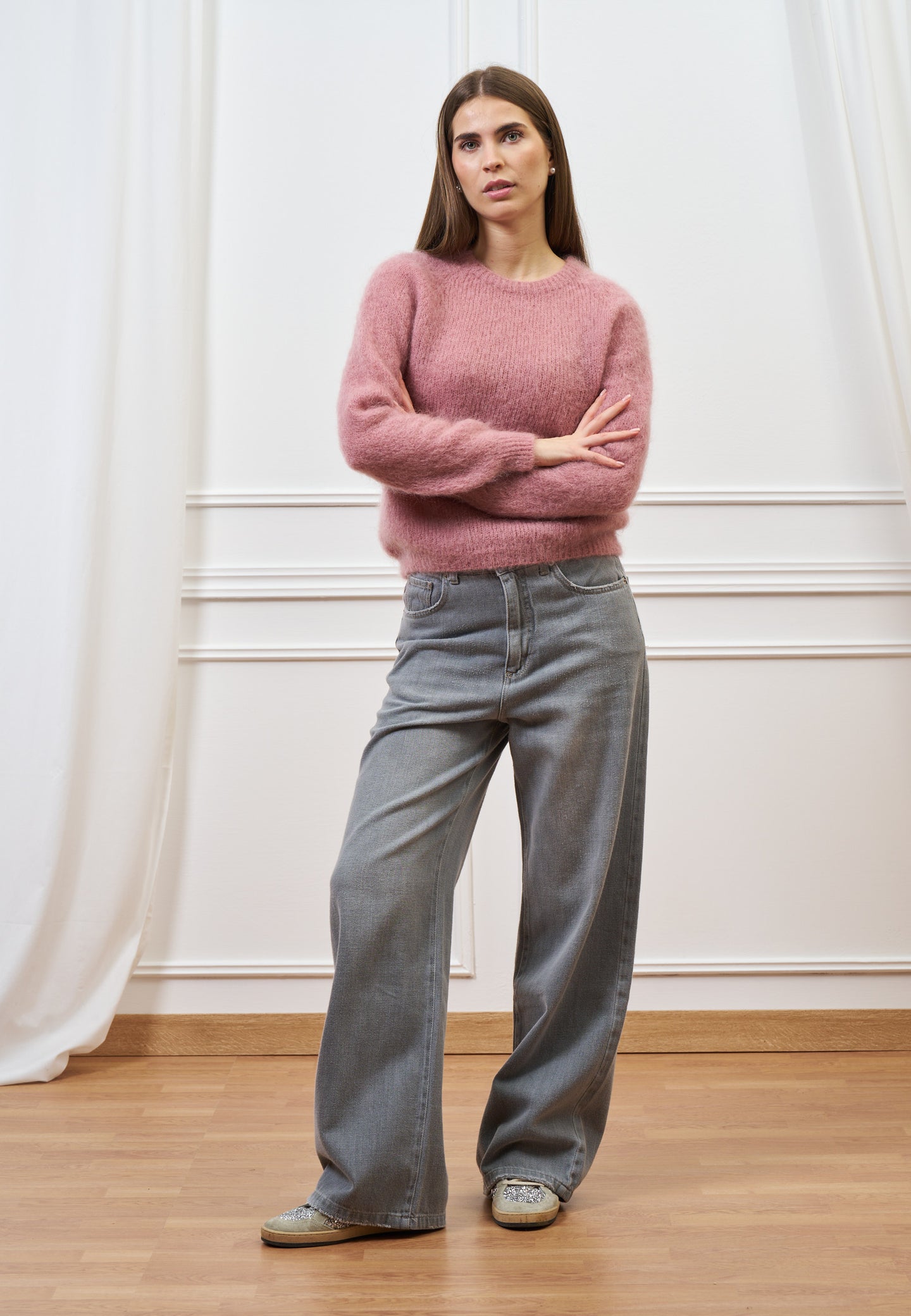 Maglia mohair con maniche lunghe