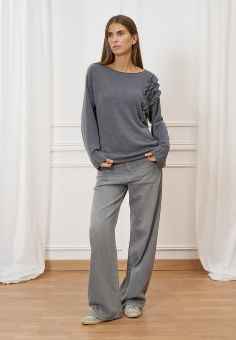 Maglia morbida volant spalla