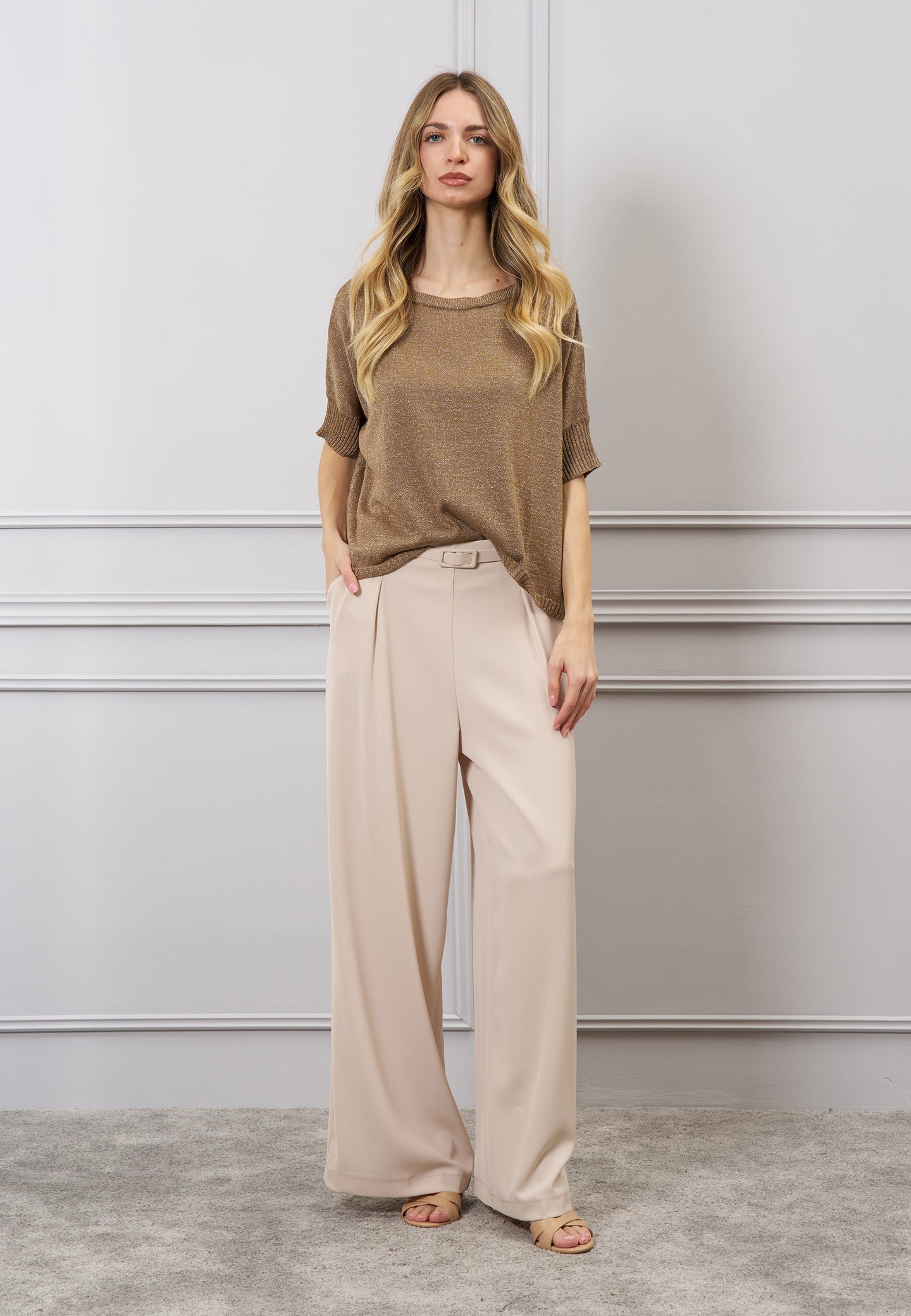Maglia over lurex manica corta