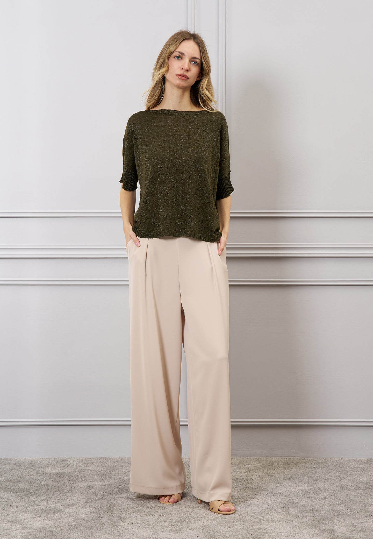 Maglia over lurex manica corta