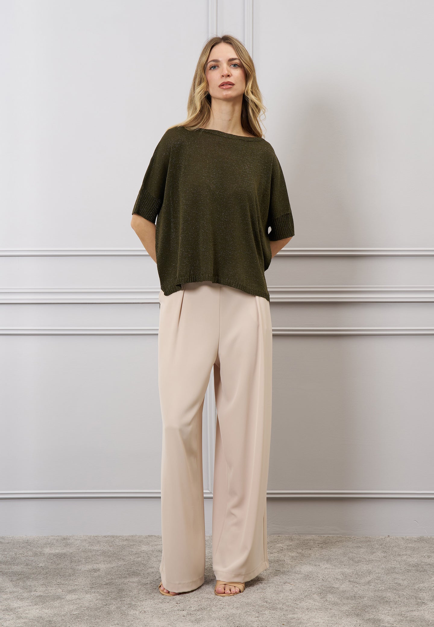 Maglia over lurex manica corta