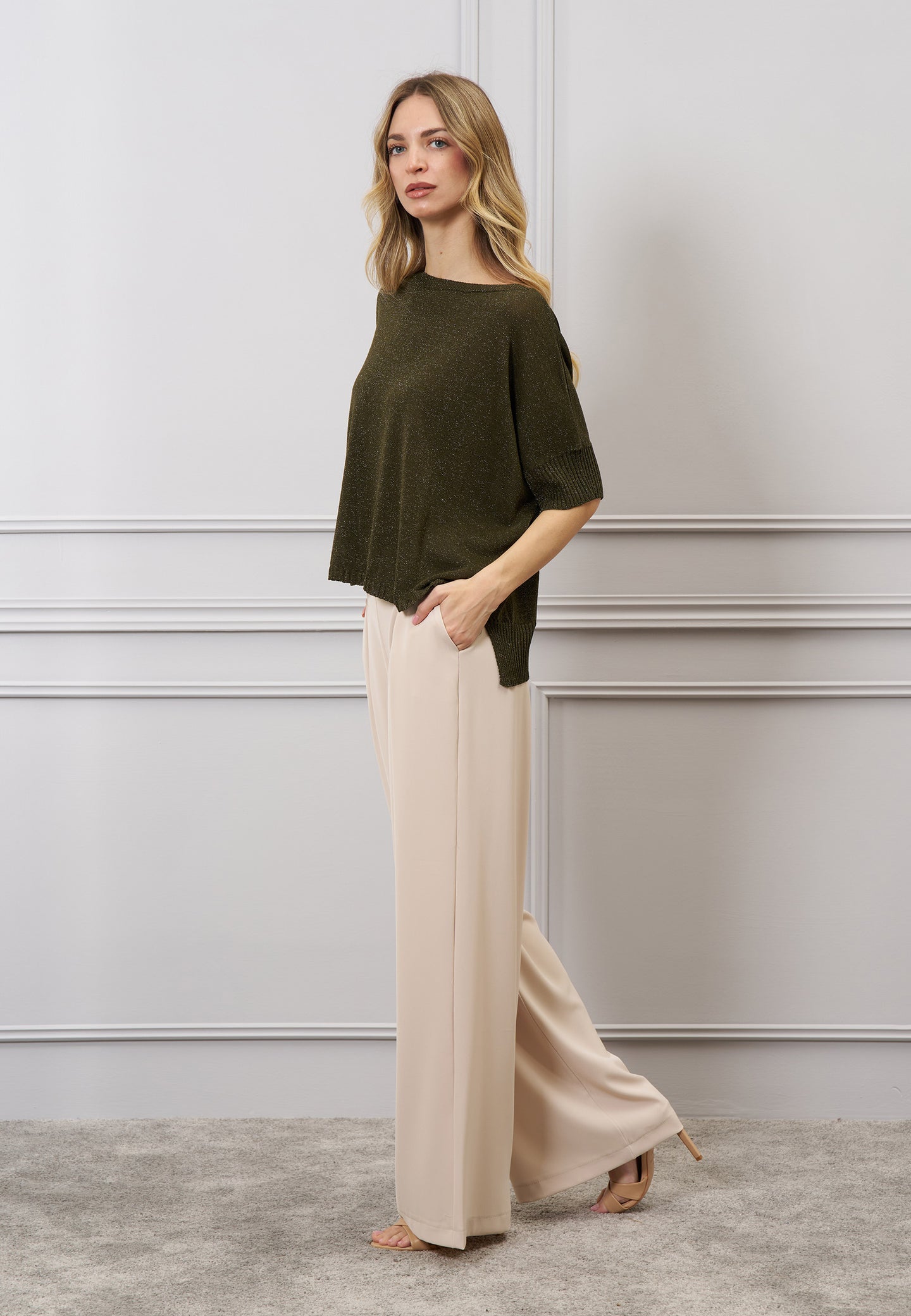 Maglia over lurex manica corta