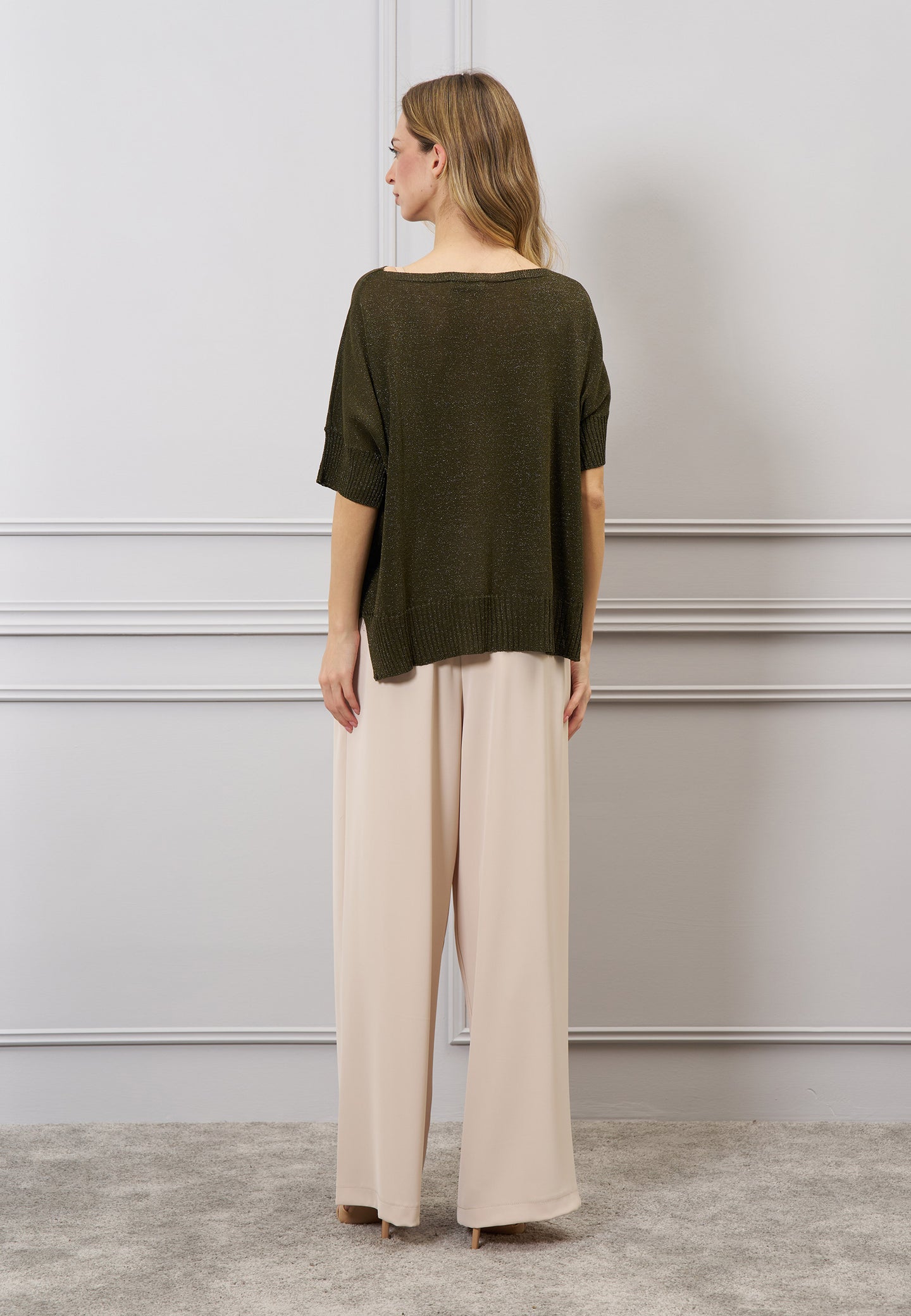 Maglia over lurex manica corta