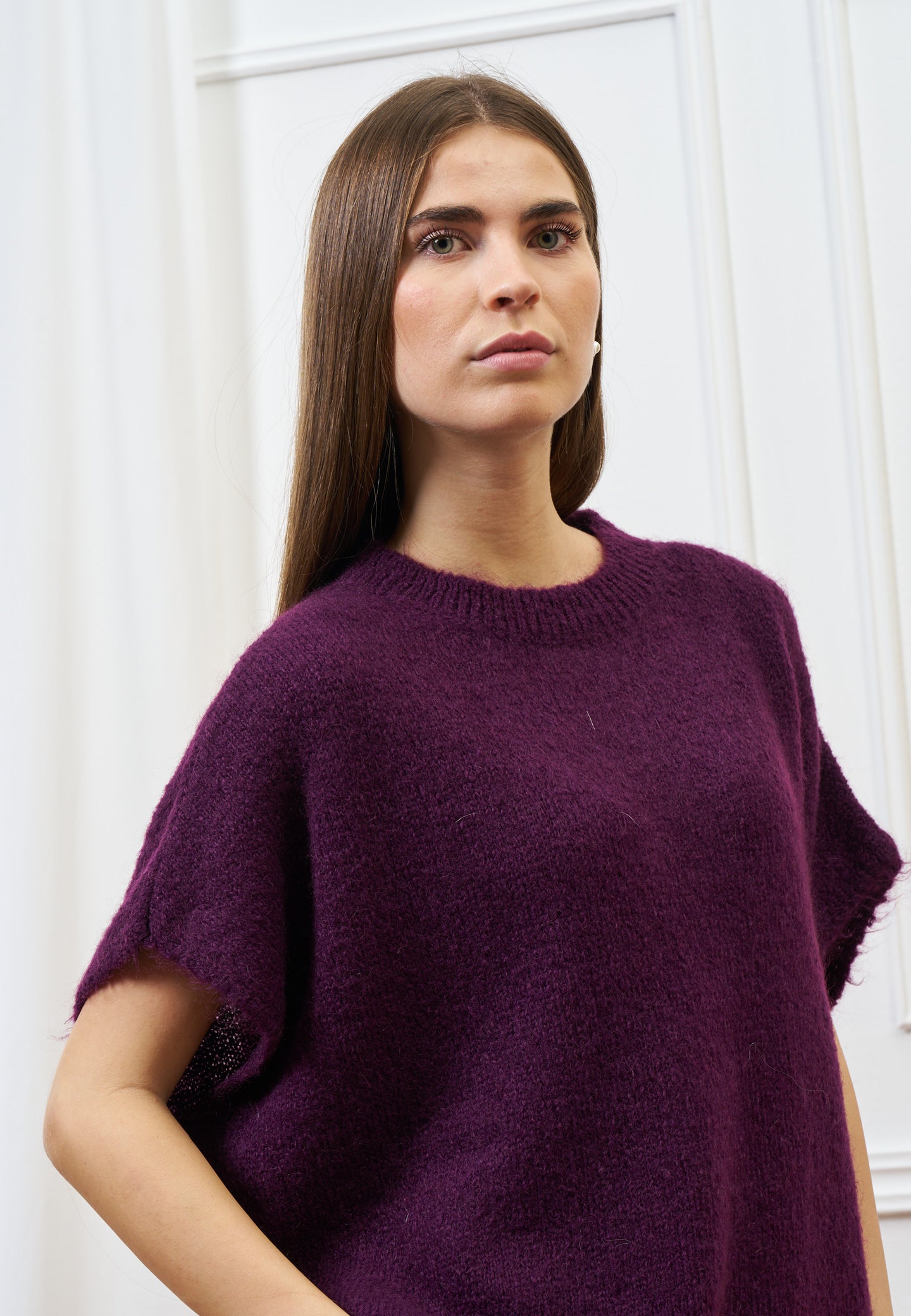 Maglia smanicata in mohair