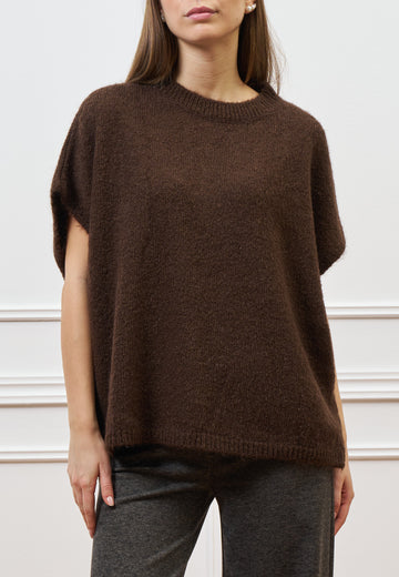 Maglia smanicata in mohair