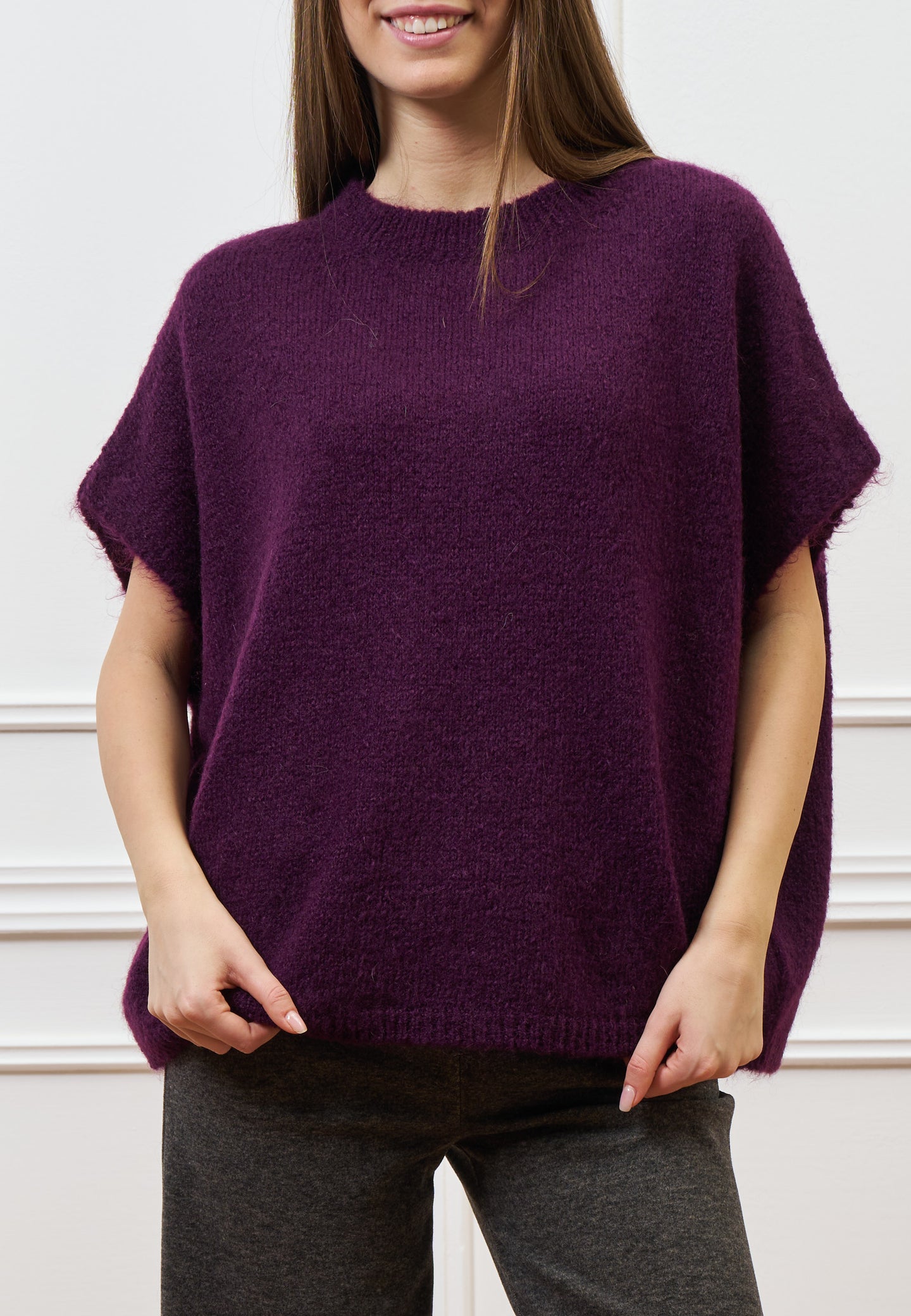 Maglia smanicata in mohair