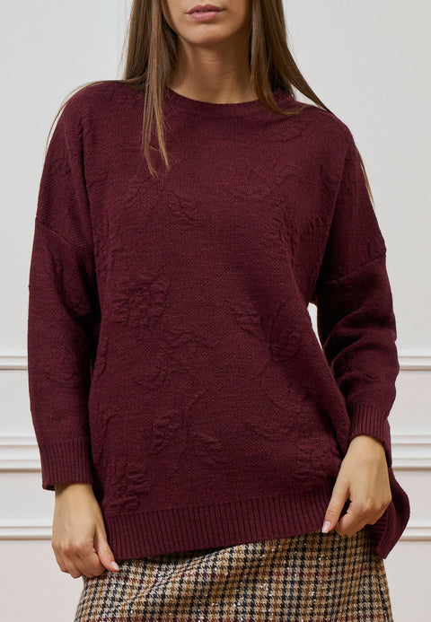 Maglione girocollo over goffrata