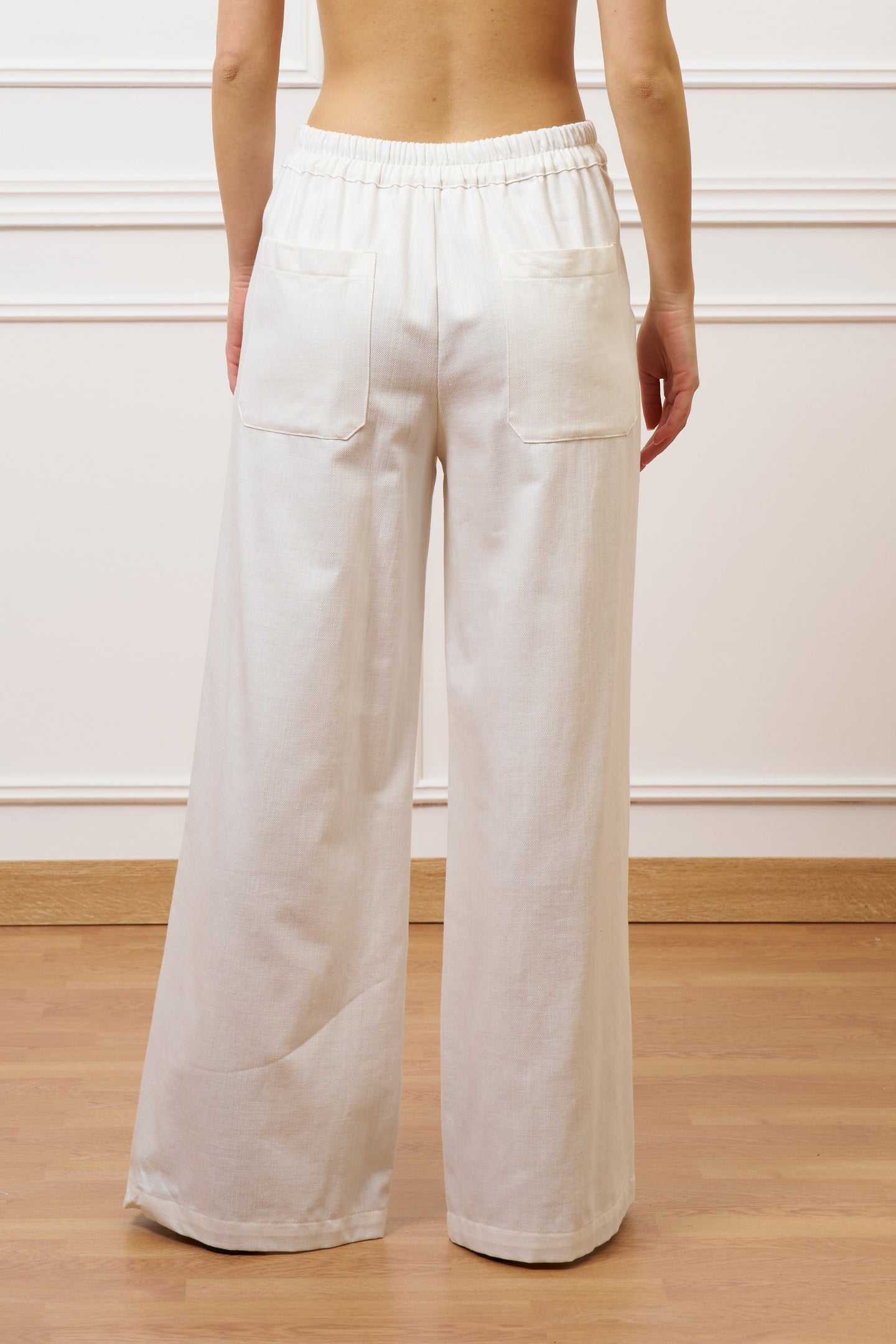 Pantalone ampio in cotone testurizzato - AVORIO