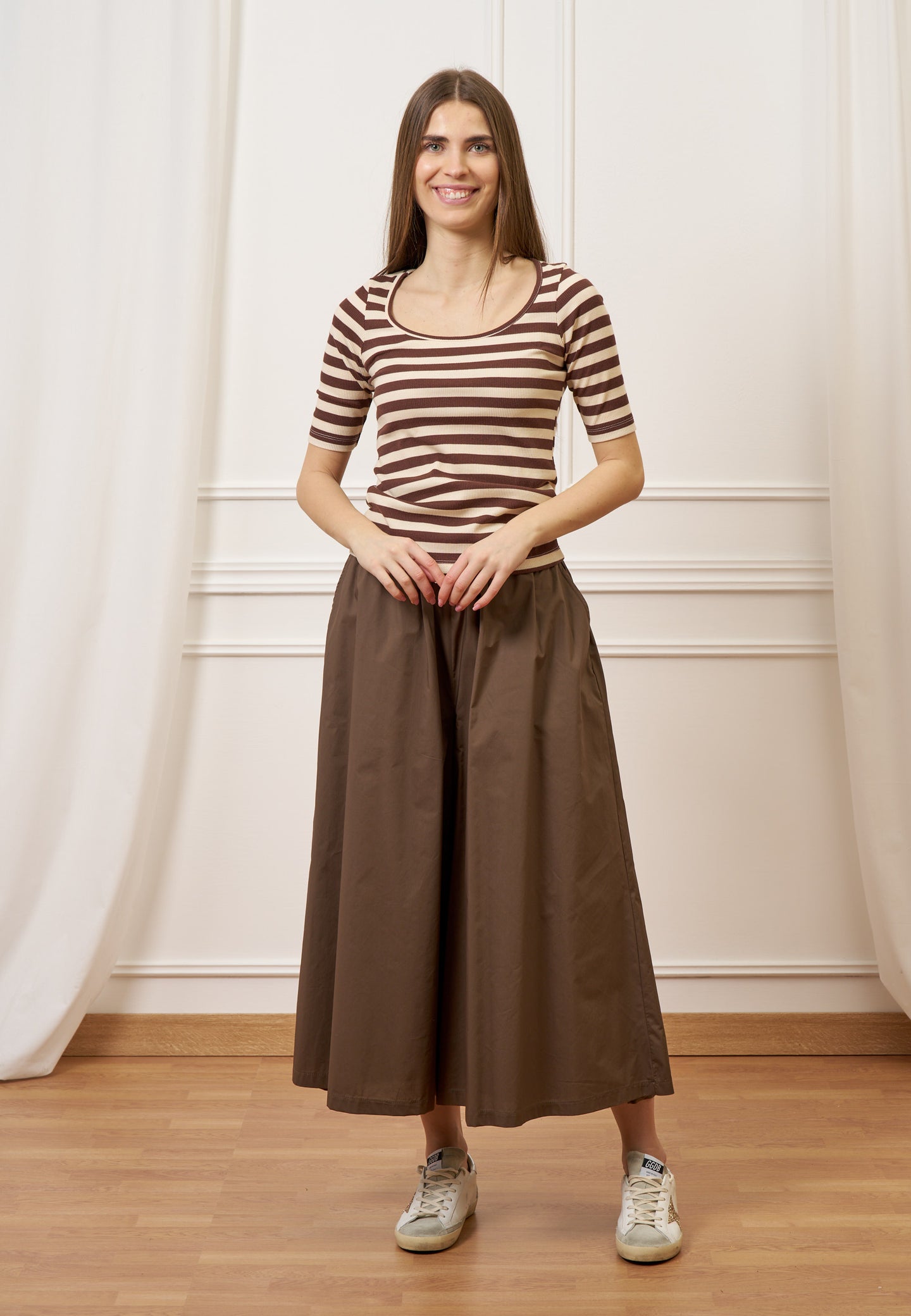 Pantalone gonna ampio in popeline