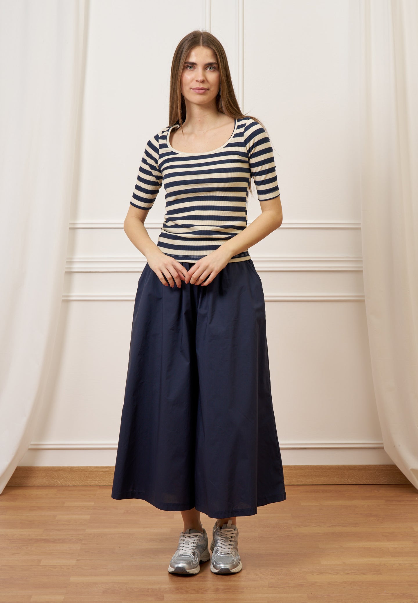 Pantalone gonna ampio in popeline