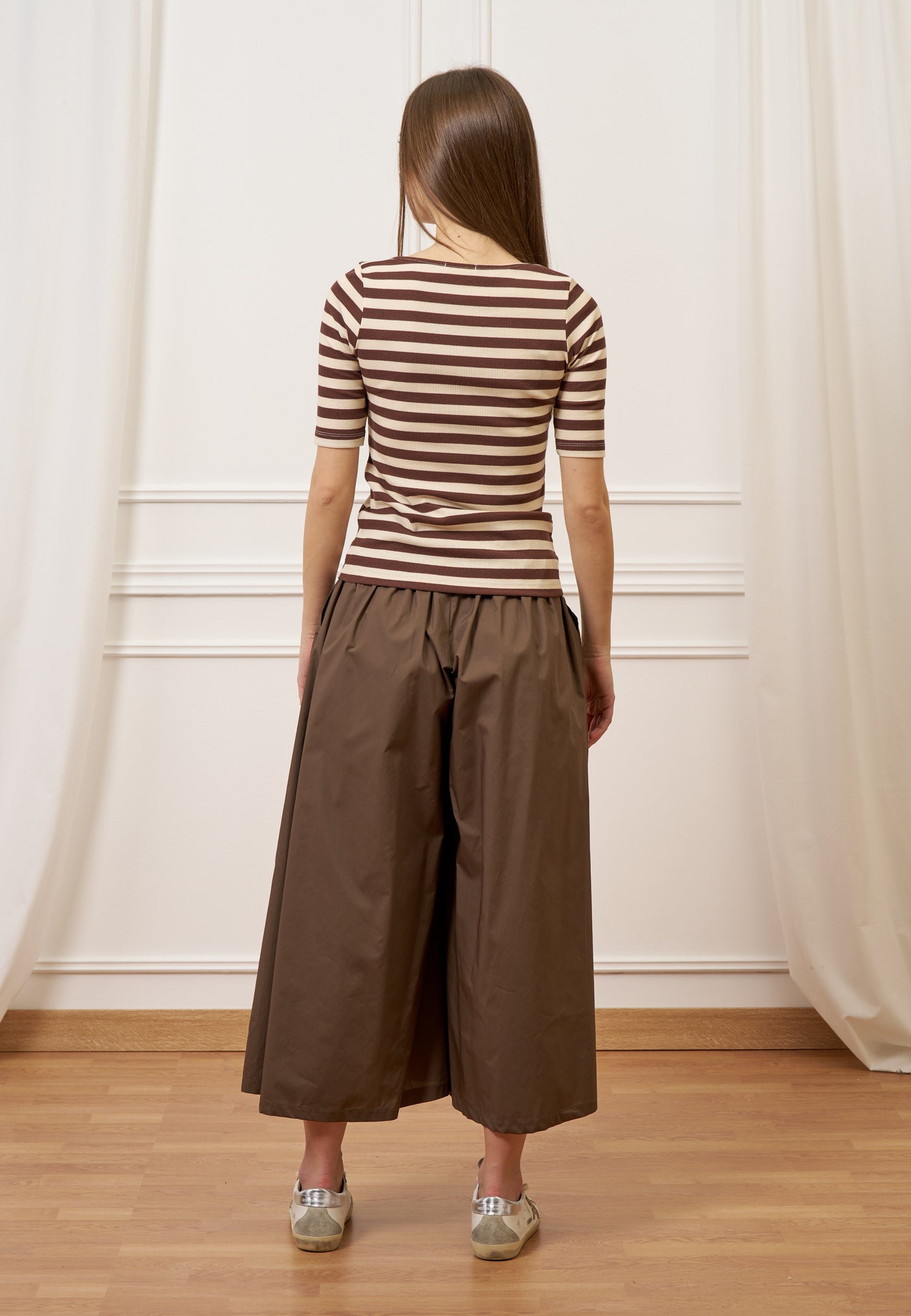 Pantalone gonna ampio in popeline