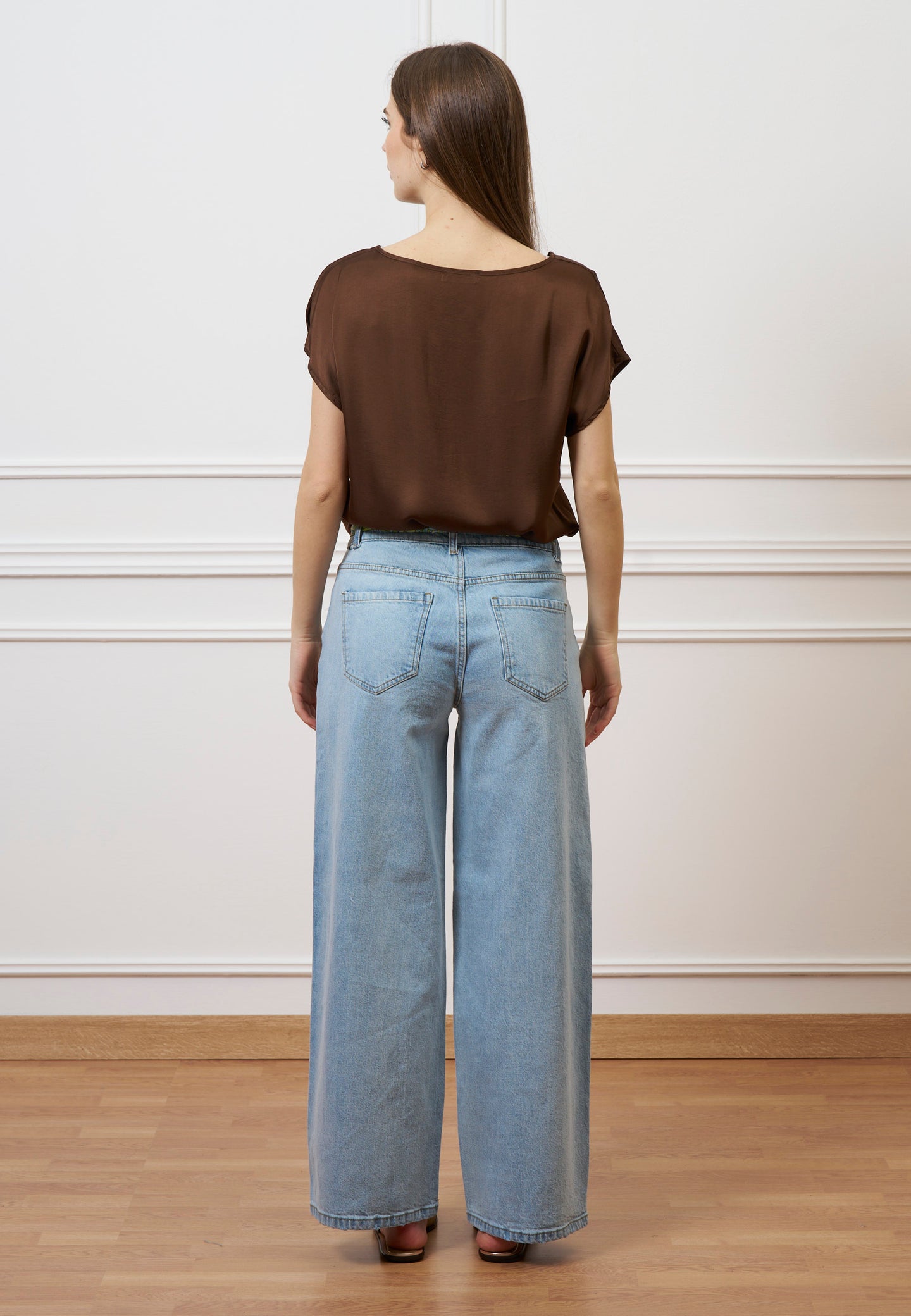 Jeans palazzo a vita alta - JEANS CHIARO