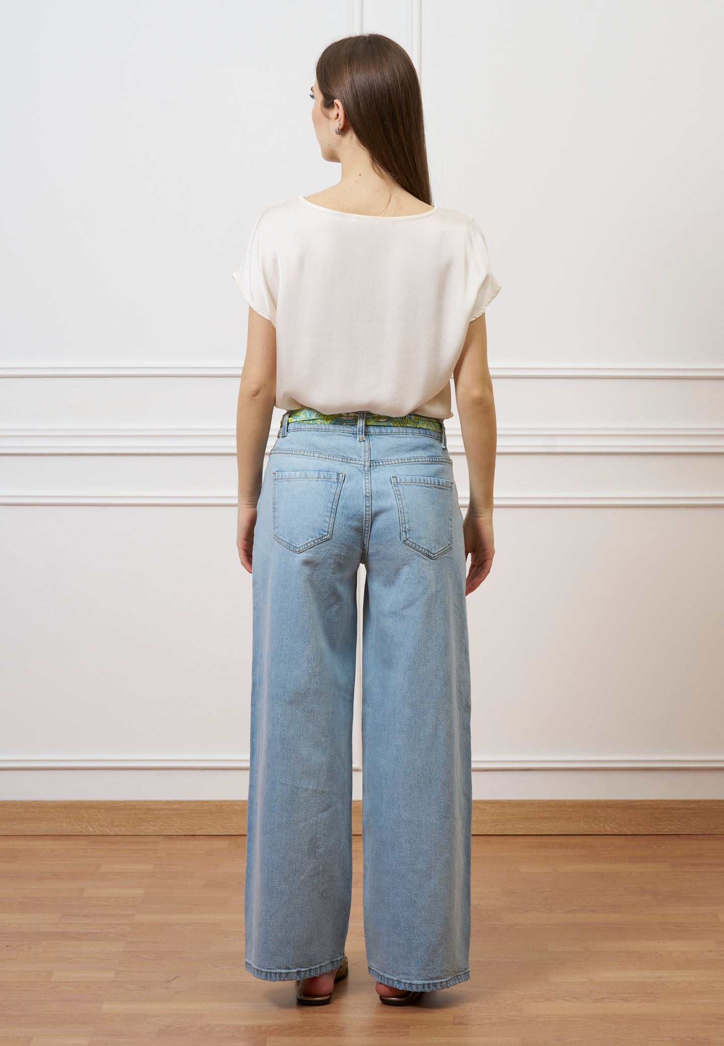 Jeans palazzo a vita alta - JEANS CHIARO