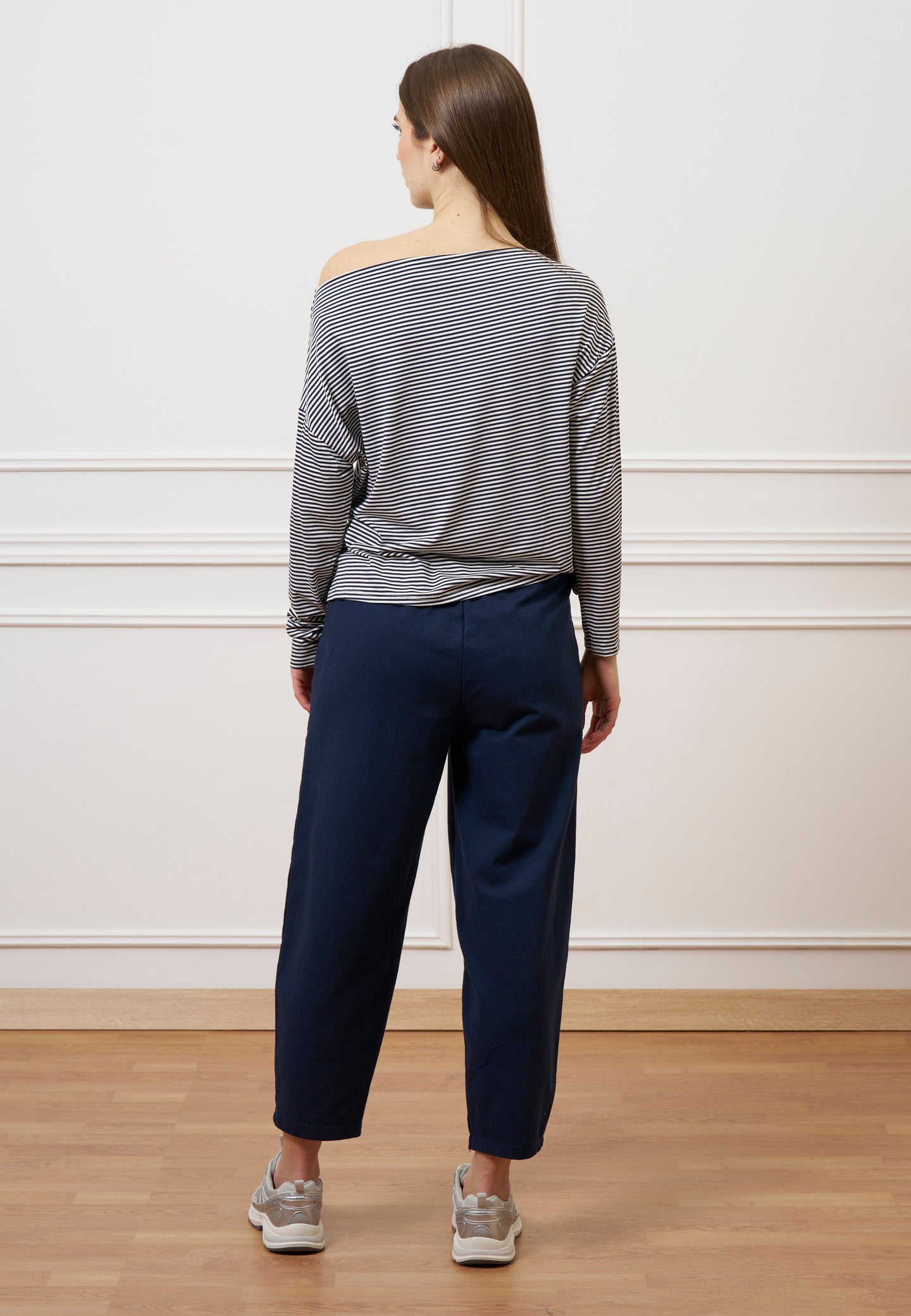 Pantalone mom fit in felpa - BLU