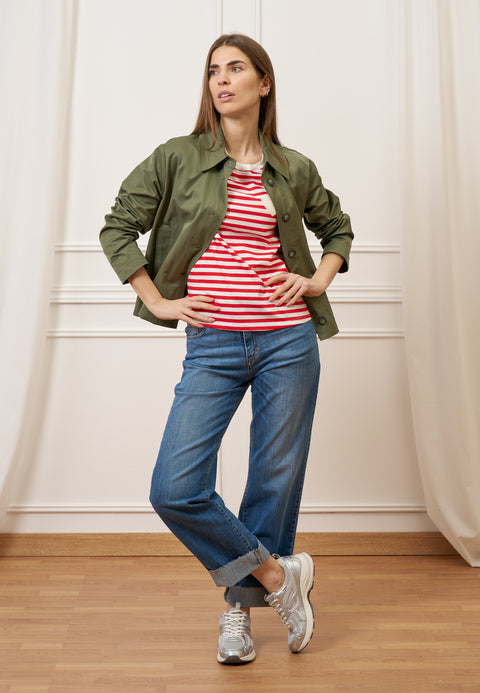 Jeans a vita alta con risvolto