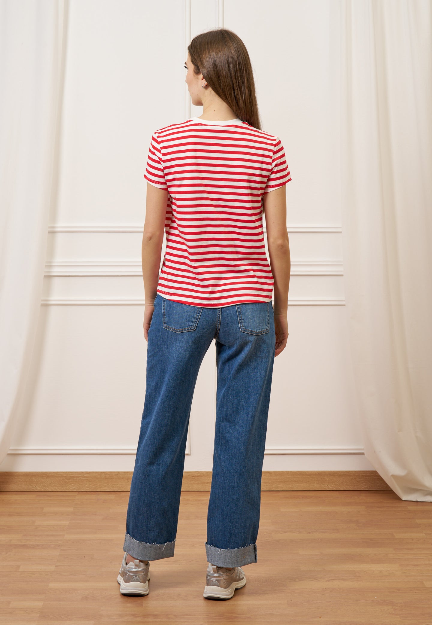 Jeans a vita alta con risvolto - JEANS