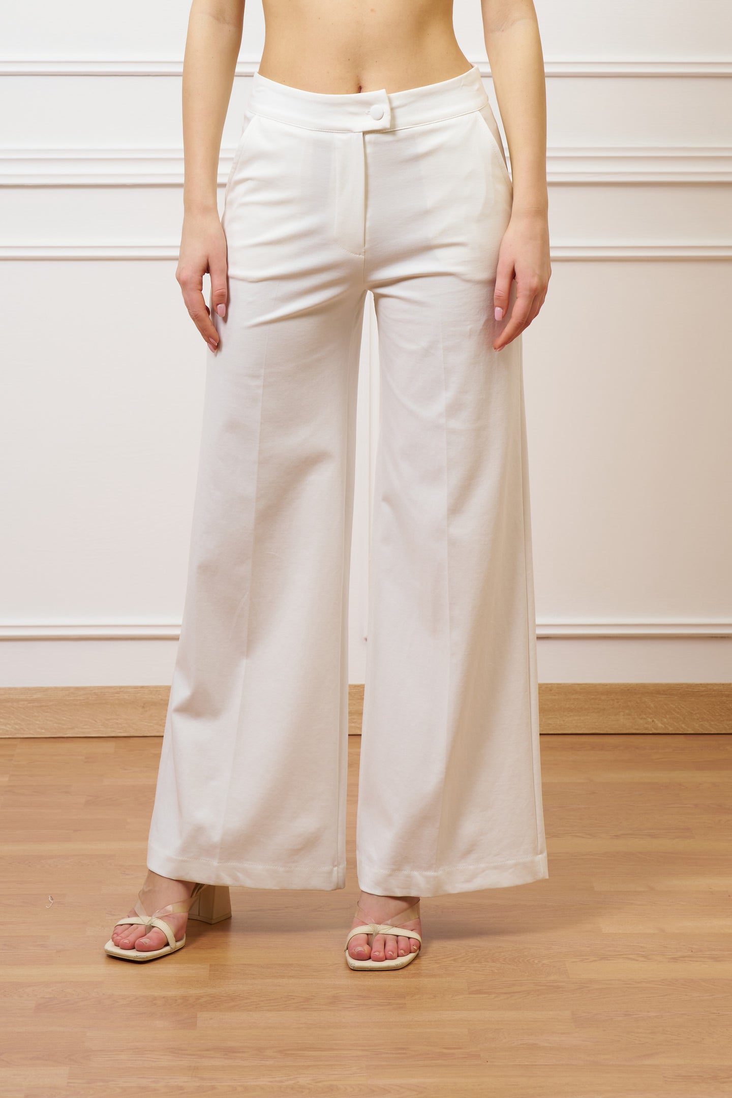 Pantalone a palazzo in punto milano - AVORIO