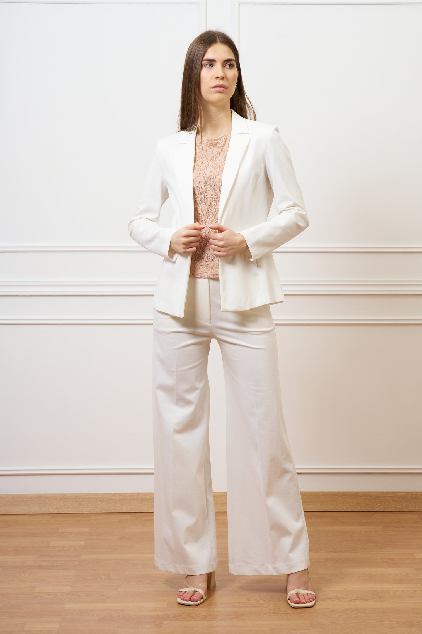 Pantalone a palazzo in punto milano - AVORIO