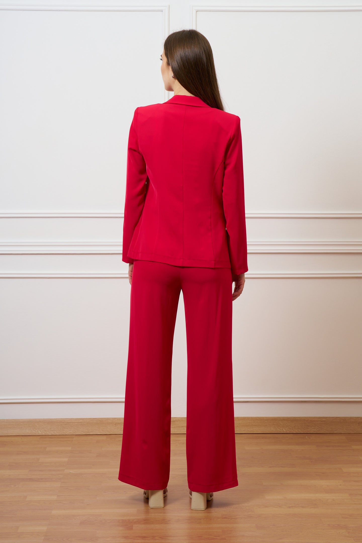 Pantalone palazzo tessuto fluido - ROSSO