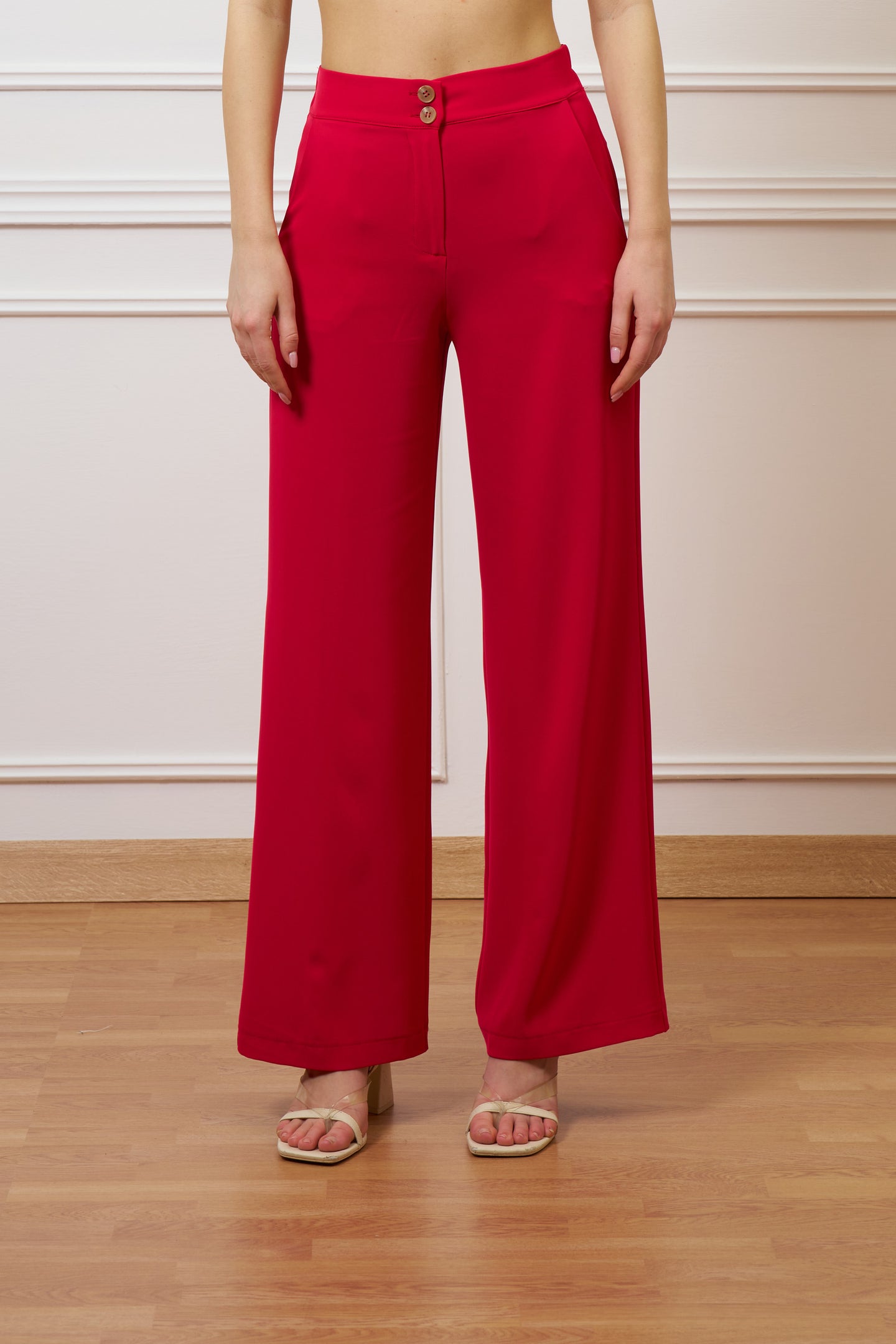 Pantalone palazzo tessuto fluido - ROSSO