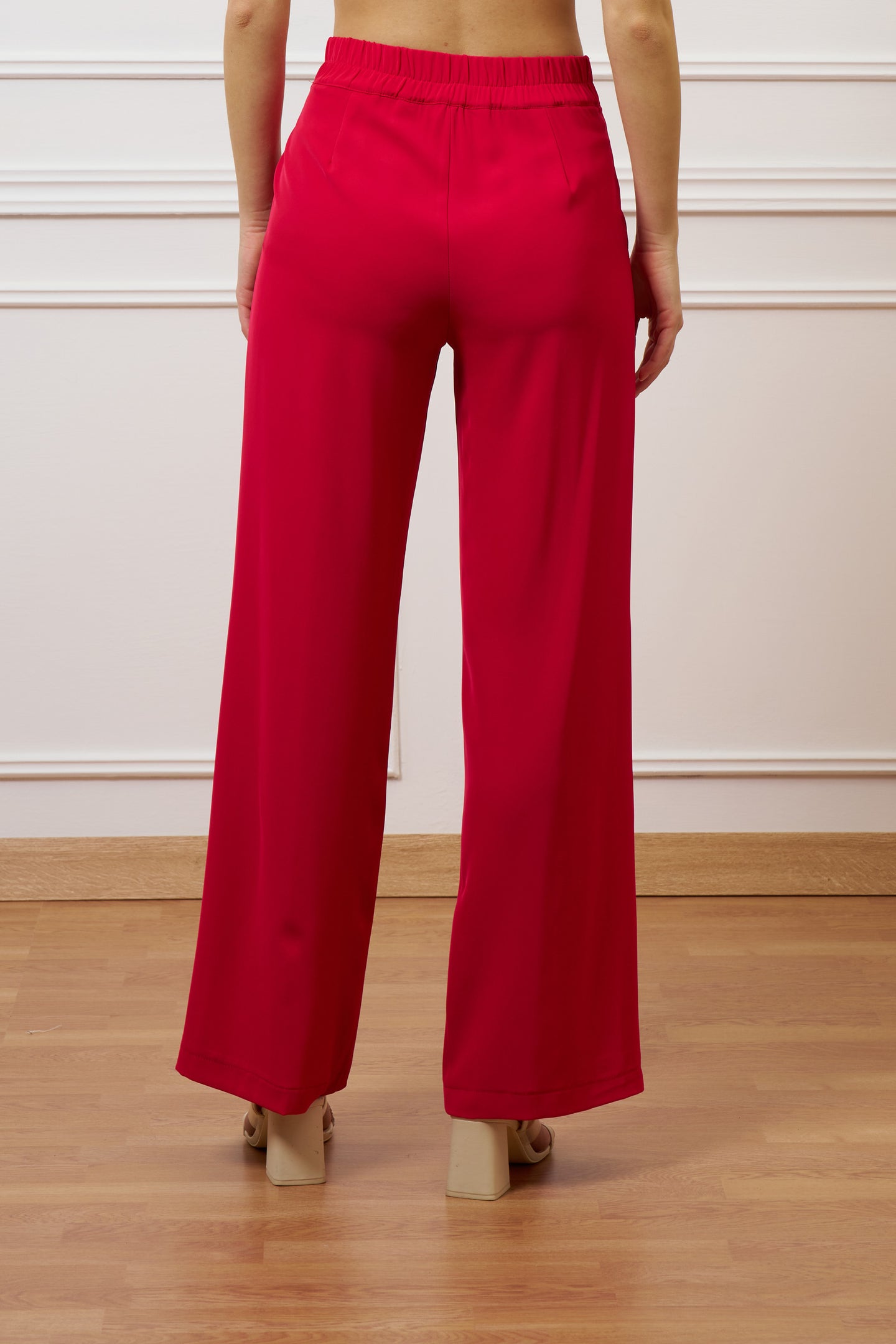 Pantalone palazzo tessuto fluido - ROSSO