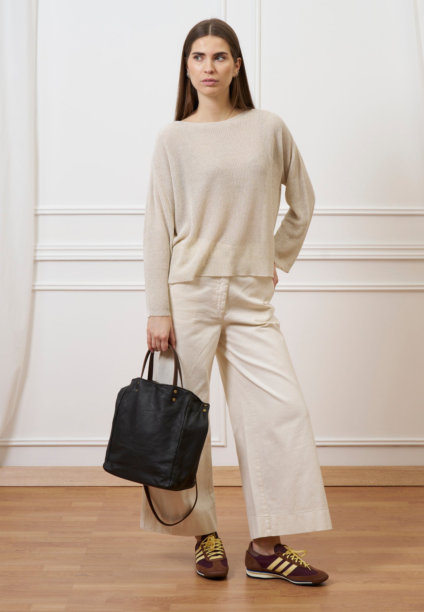 Pantalone cropped in gabardina - AVORIO