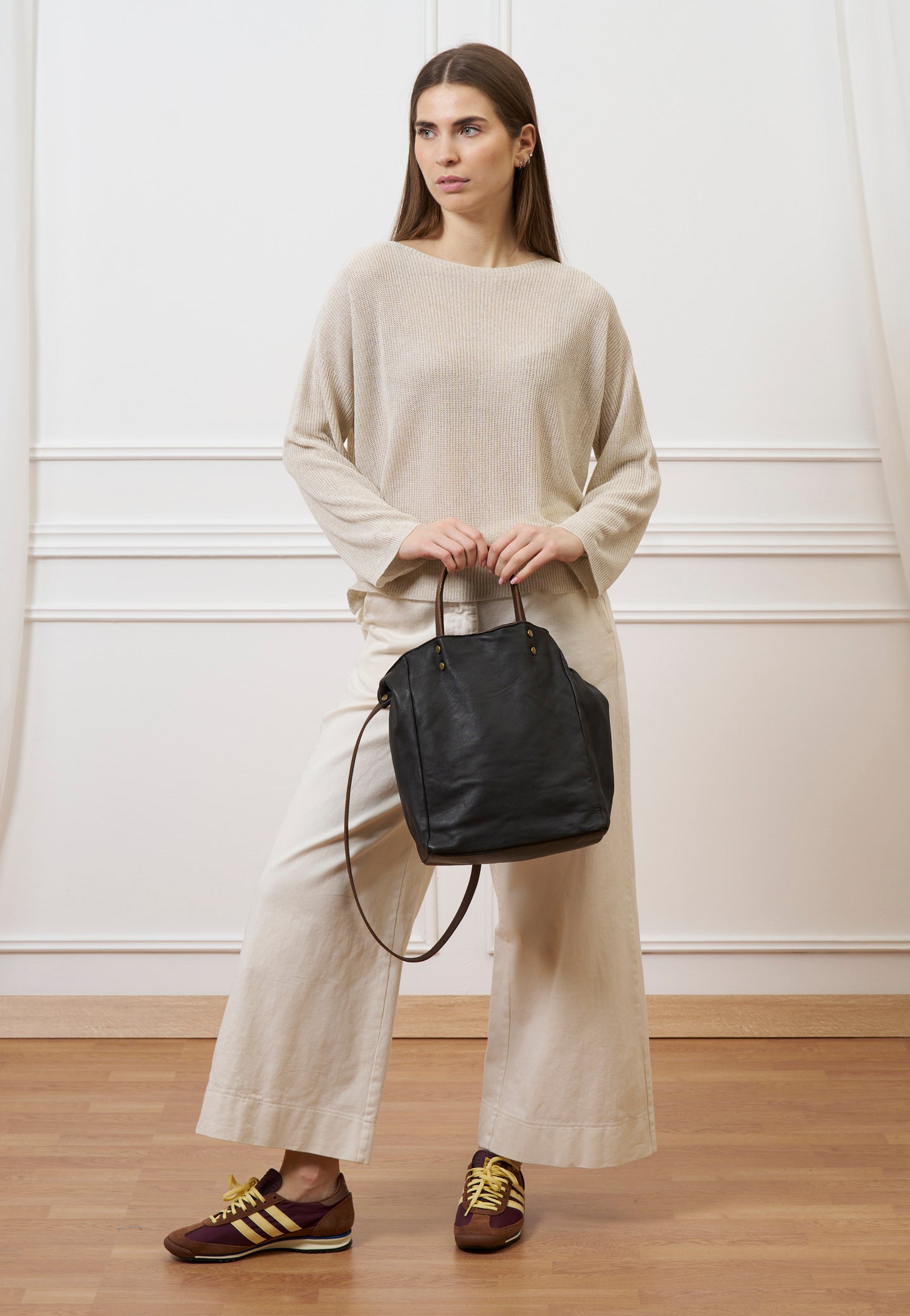 Pantalone cropped in gabardina - AVORIO