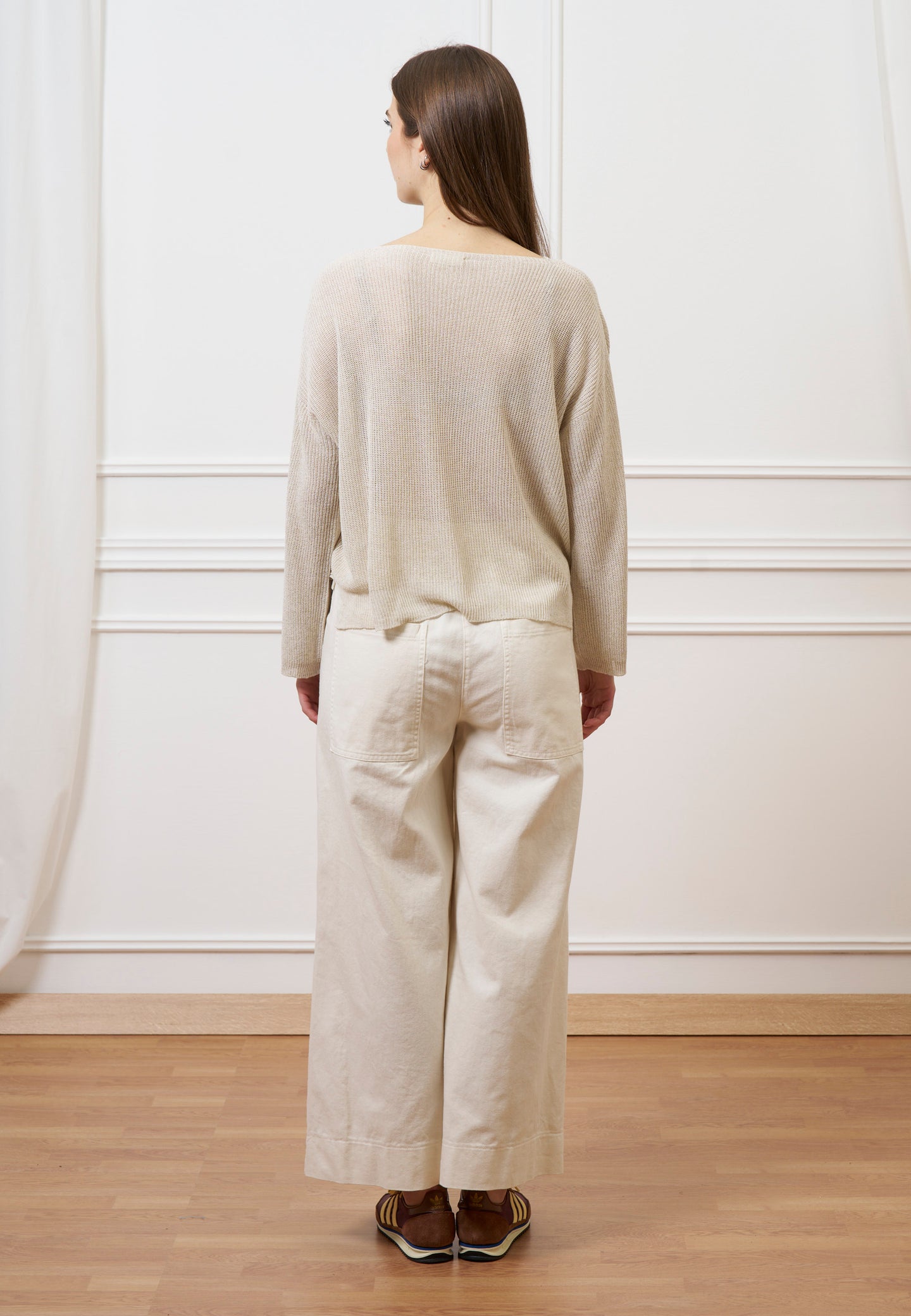 Pantalone cropped in gabardina - AVORIO