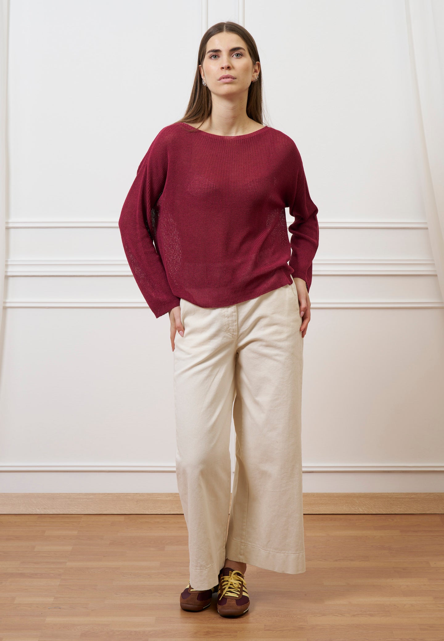 Pantalone cropped in gabardina - AVORIO