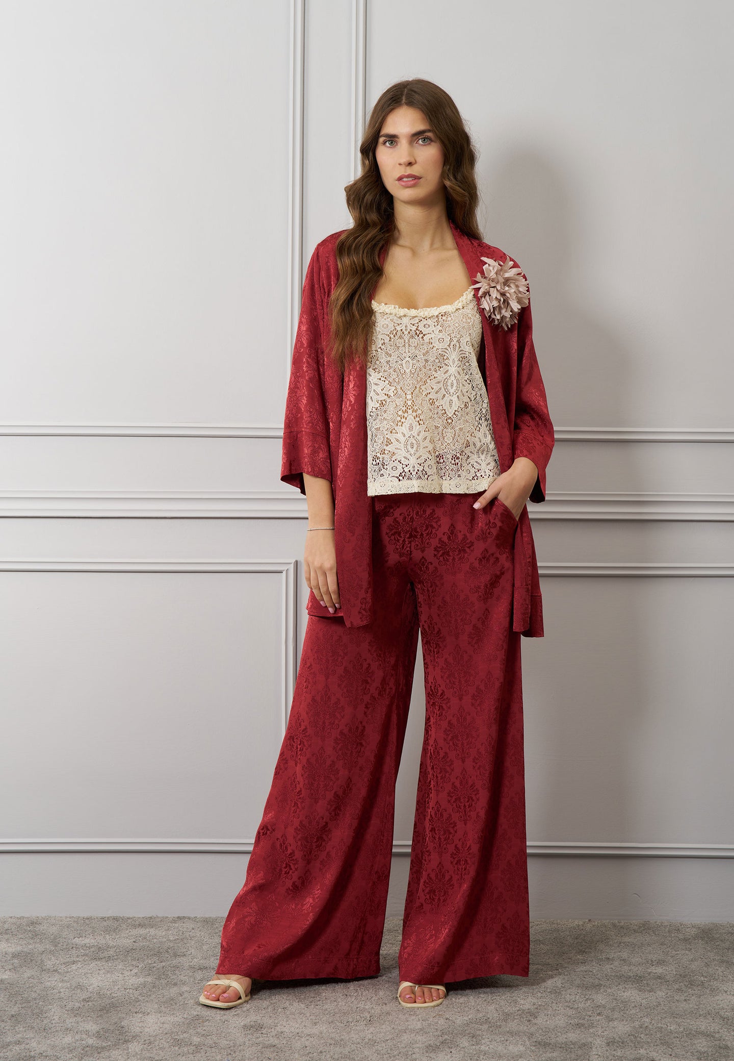 Pantalone ampio damascato