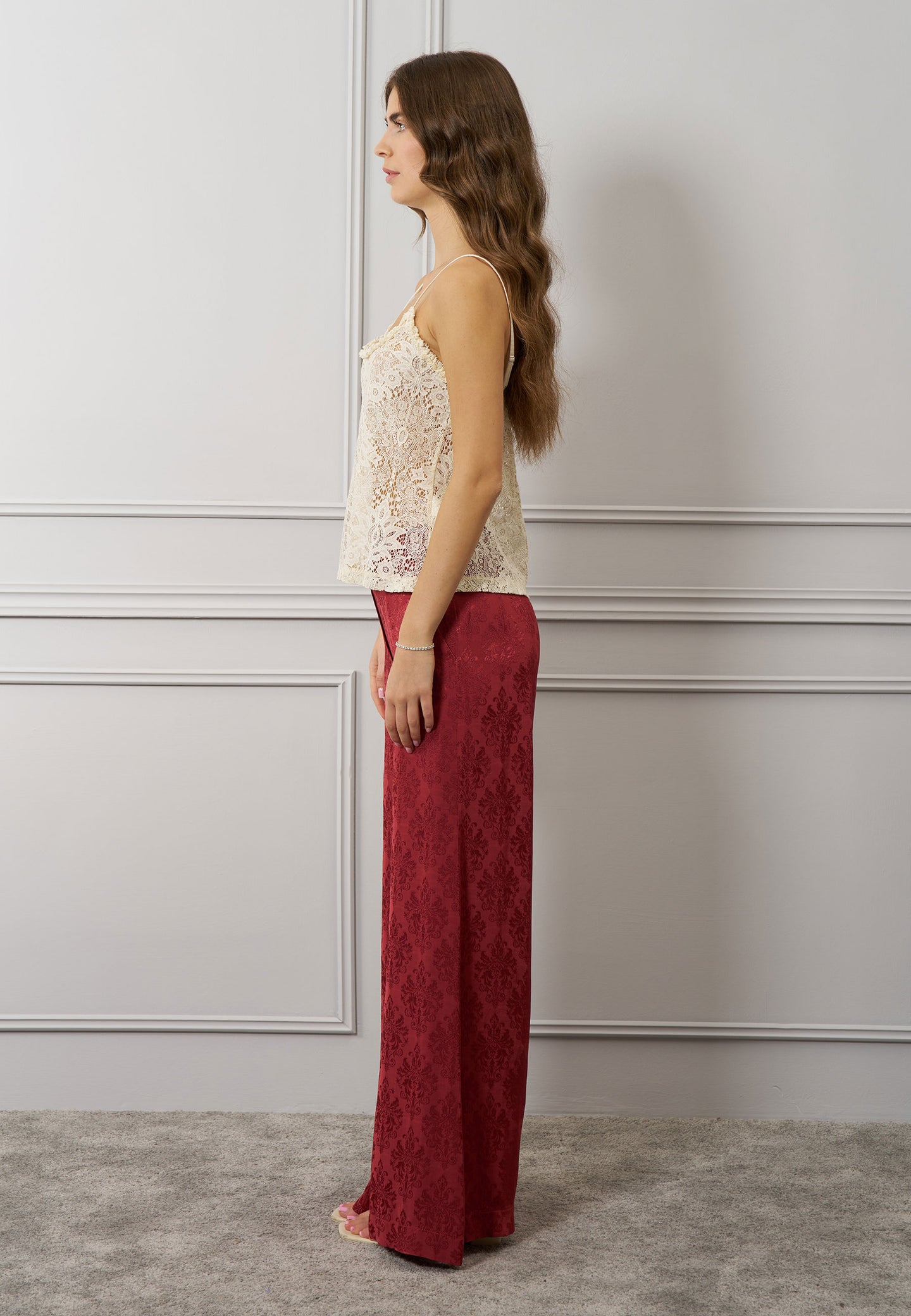 Pantalone ampio damascato