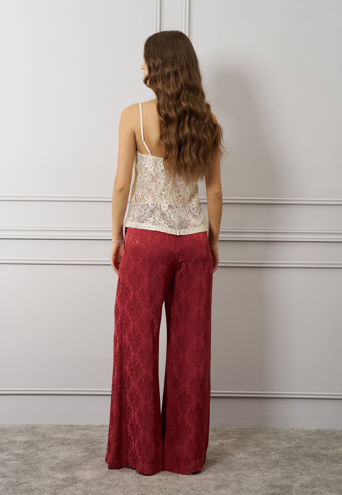 Pantalone ampio damascato