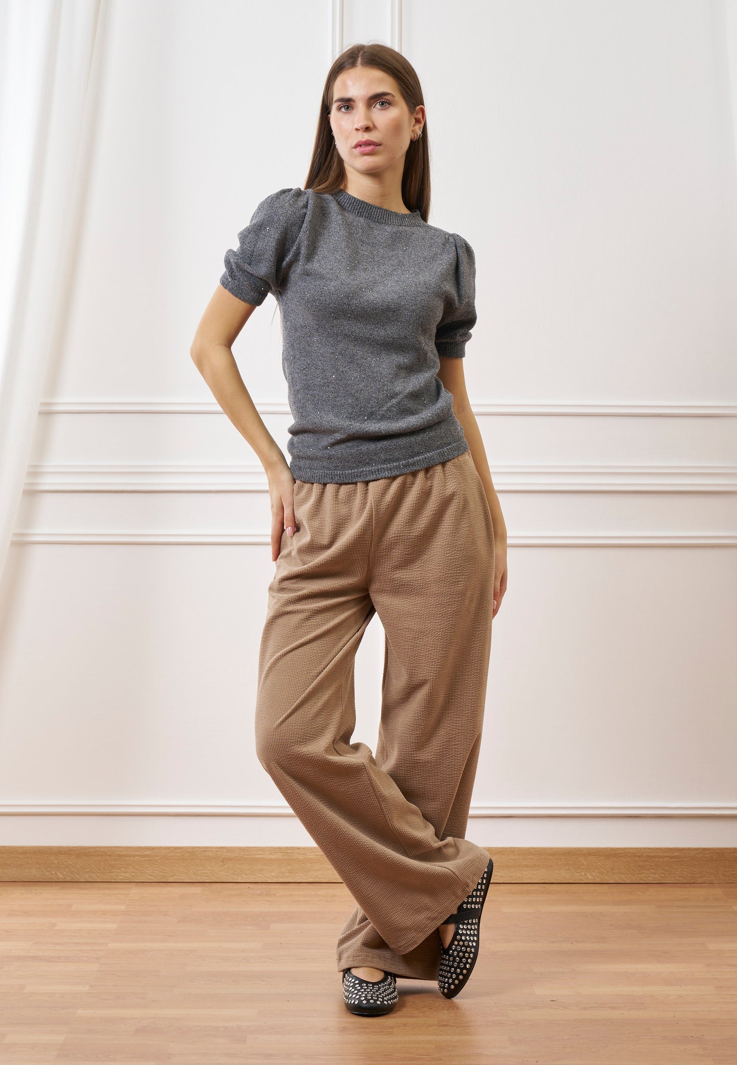 Pantalone ampio in velluto a coste