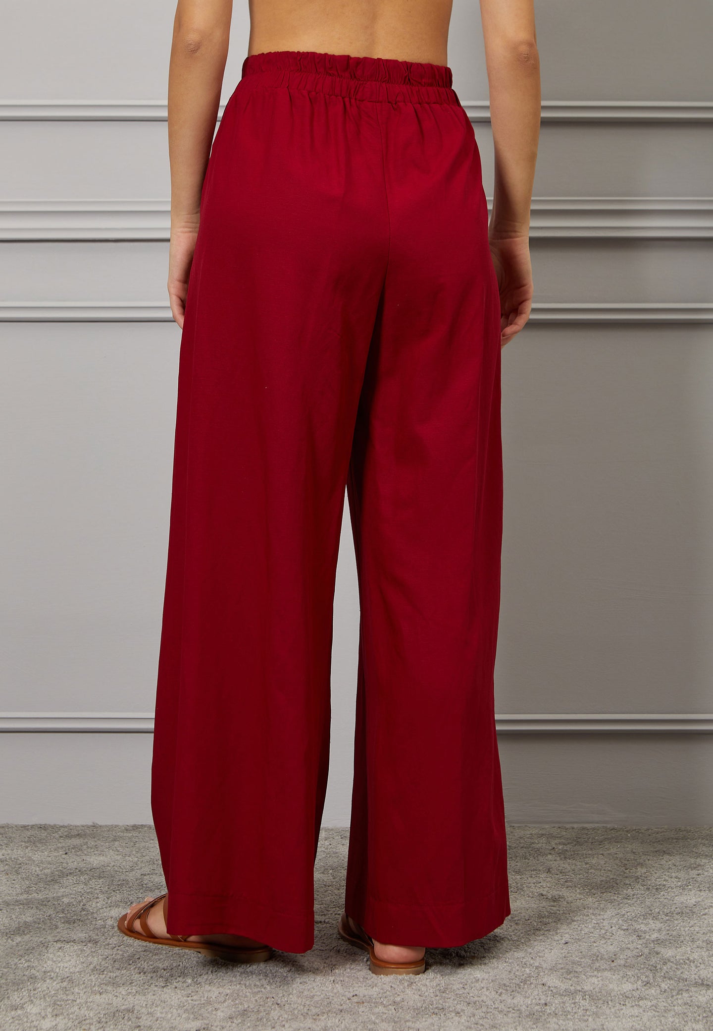 Pantalone ampio viscosa e lino