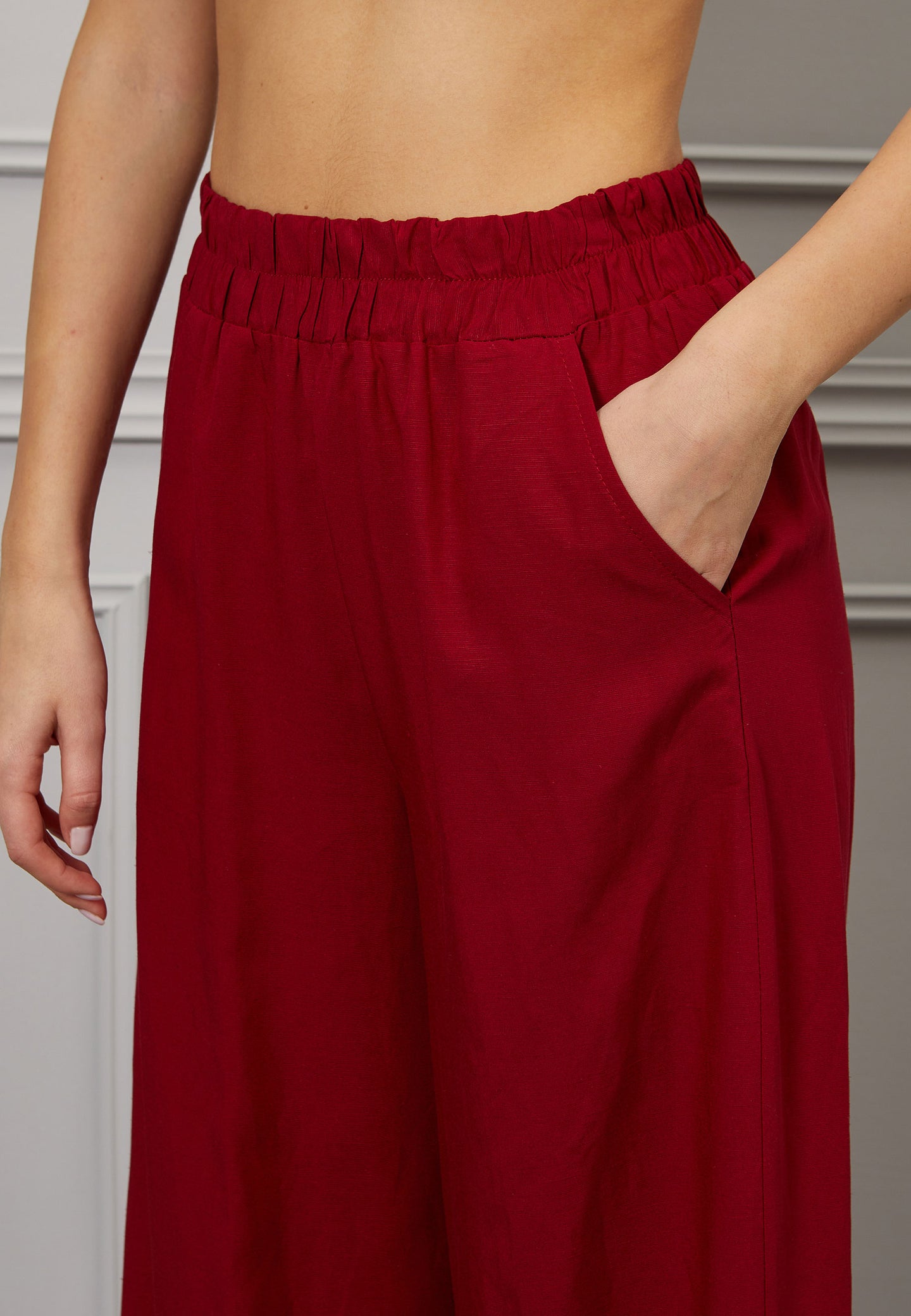 Pantalone ampio viscosa e lino