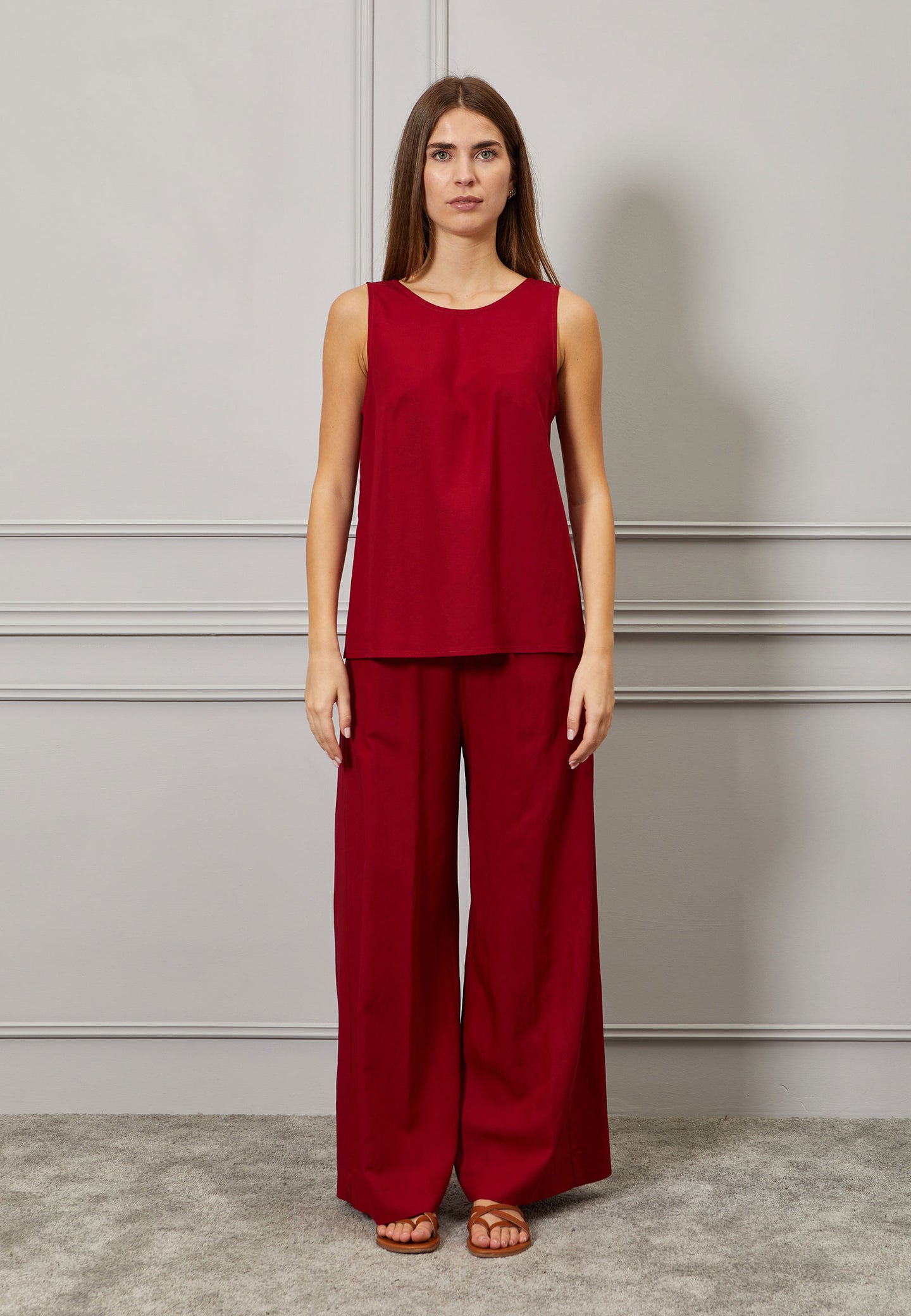 Pantalone ampio viscosa e lino
