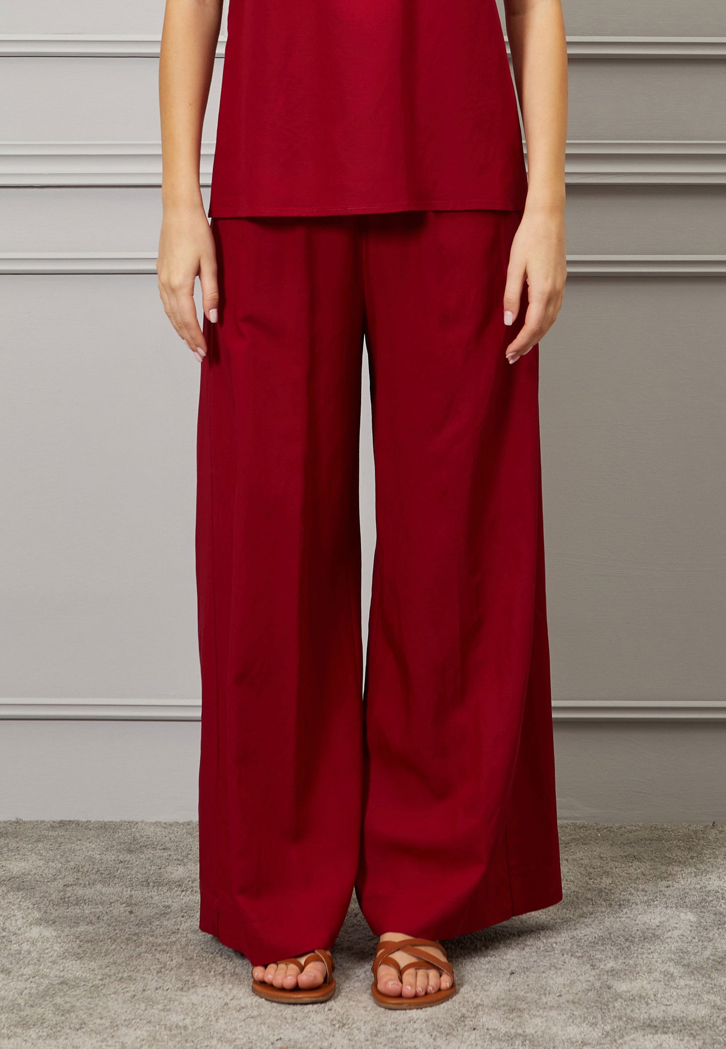 Pantalone ampio viscosa e lino