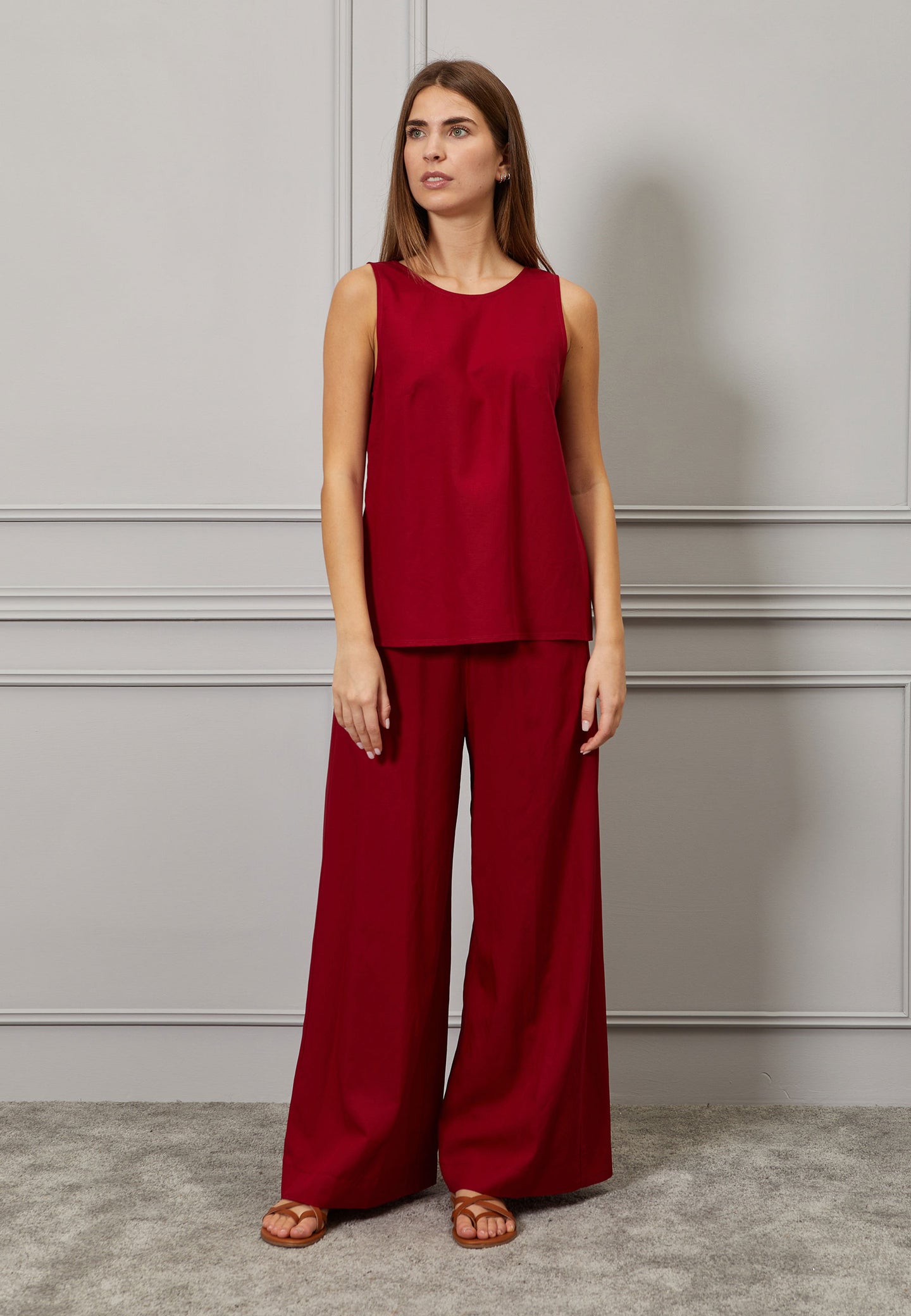 Pantalone ampio viscosa e lino